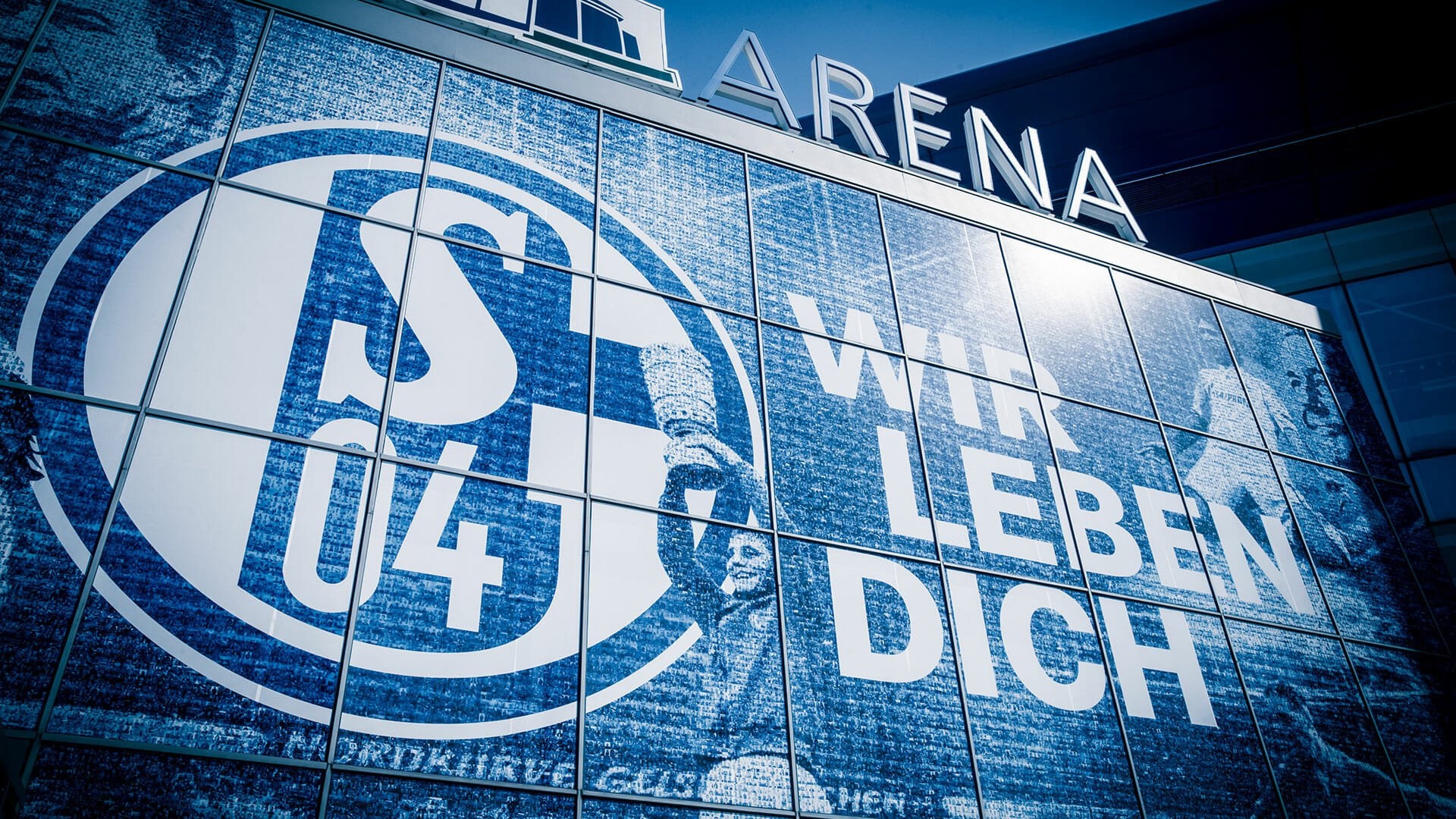 FC Schalke 04 Arena with Logo and Slogan HD Wallpaper