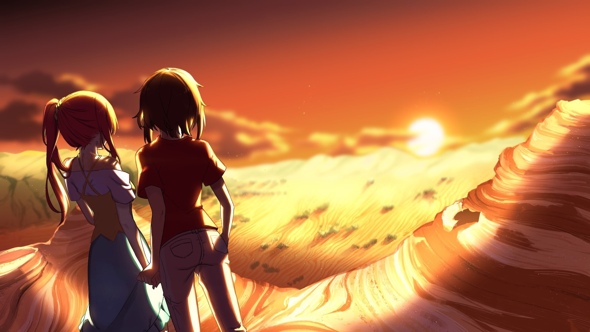 Amber Golley and Marina Hale watching the sunset HD Wallpaper