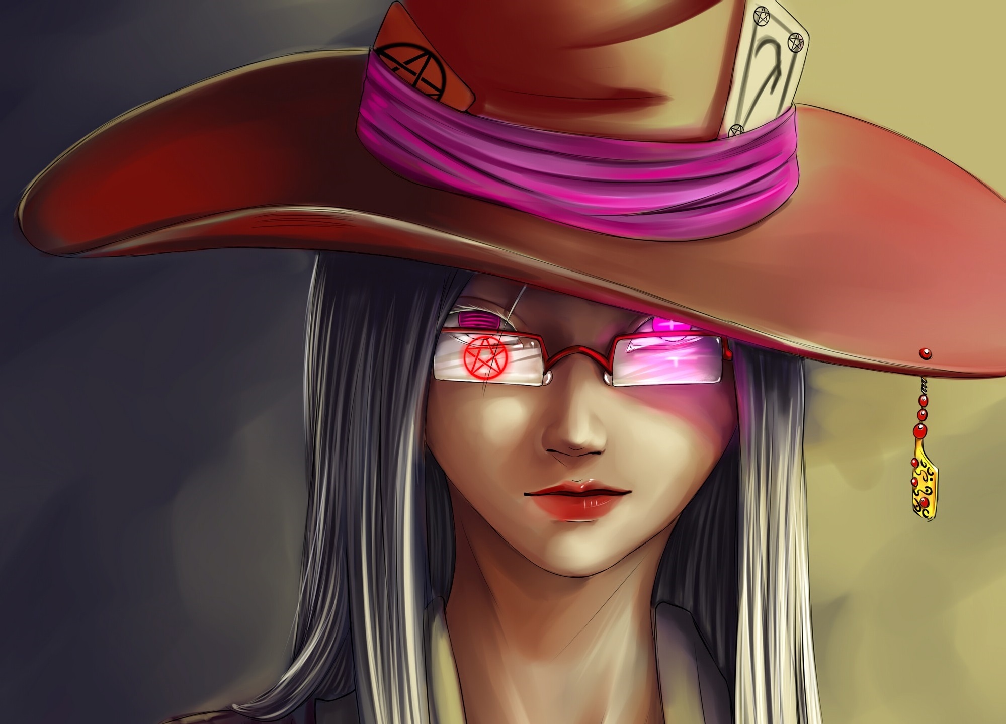 Fantasy Witch with Pentagram Glasses HD Wallpaper