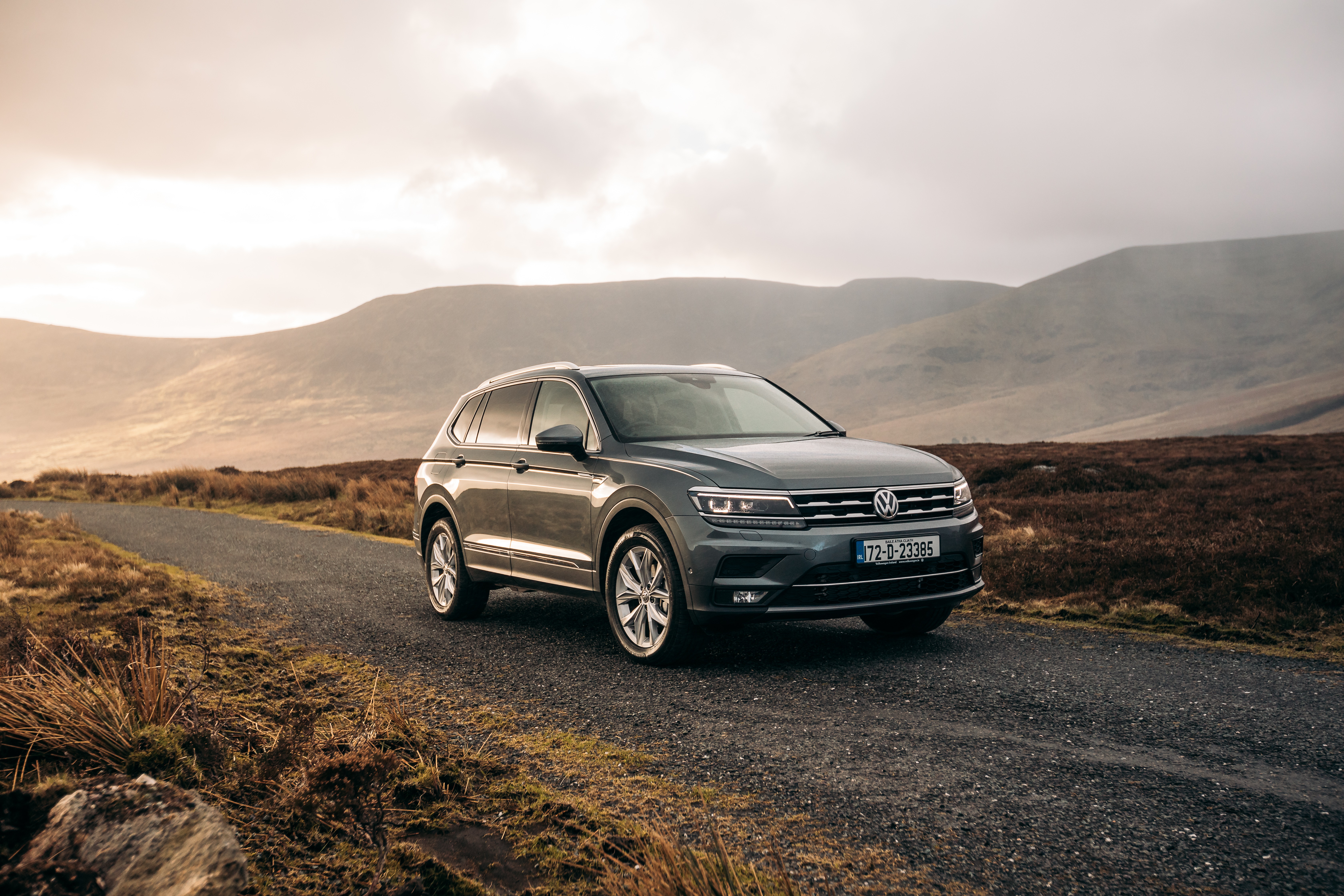Volkswagen Tiguan Allspace 4K SUV on a road HD Wallpaper