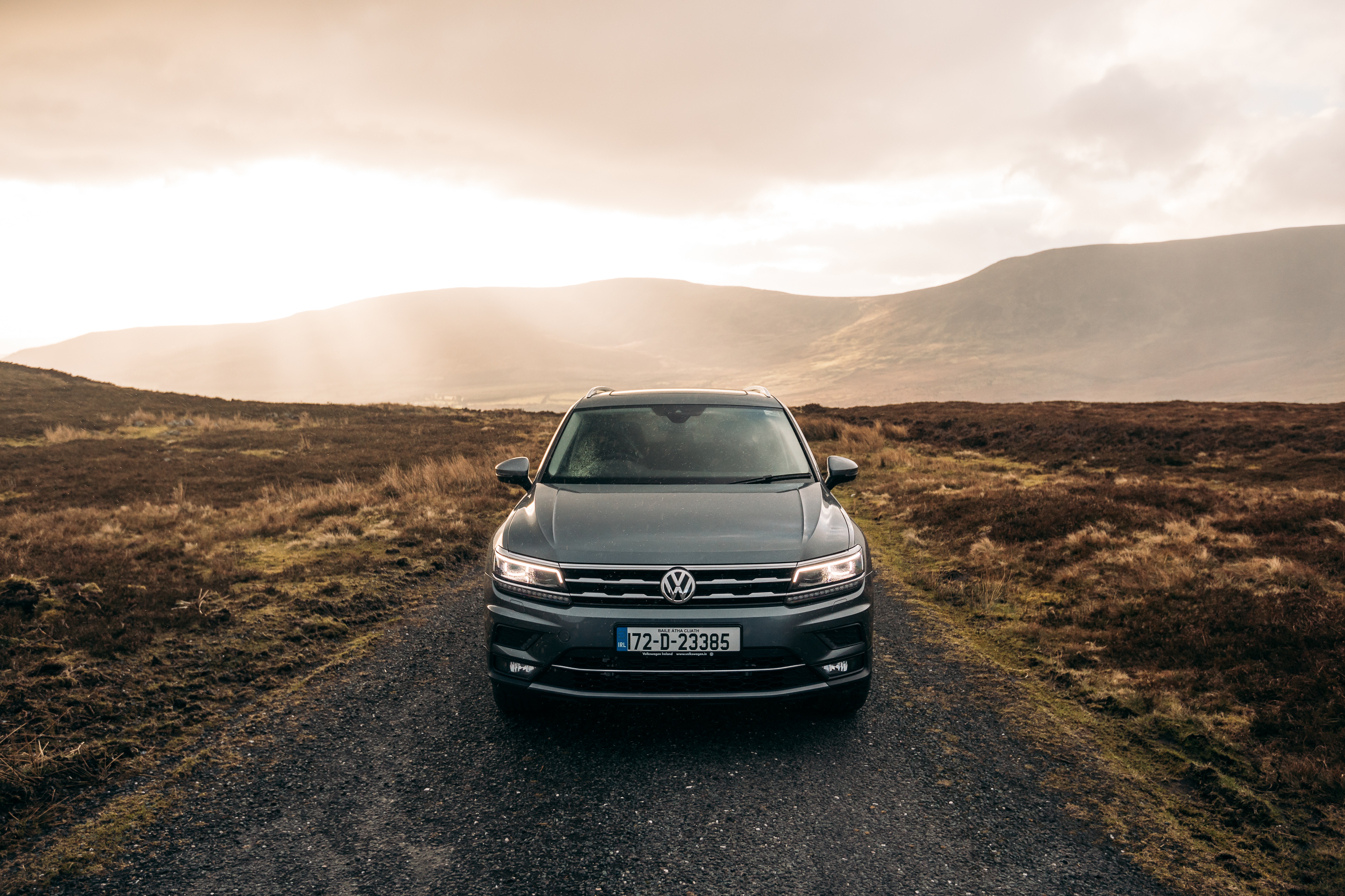 Volkswagen Tiguan Allspace 4K SUV on a dirt road HD Wallpaper