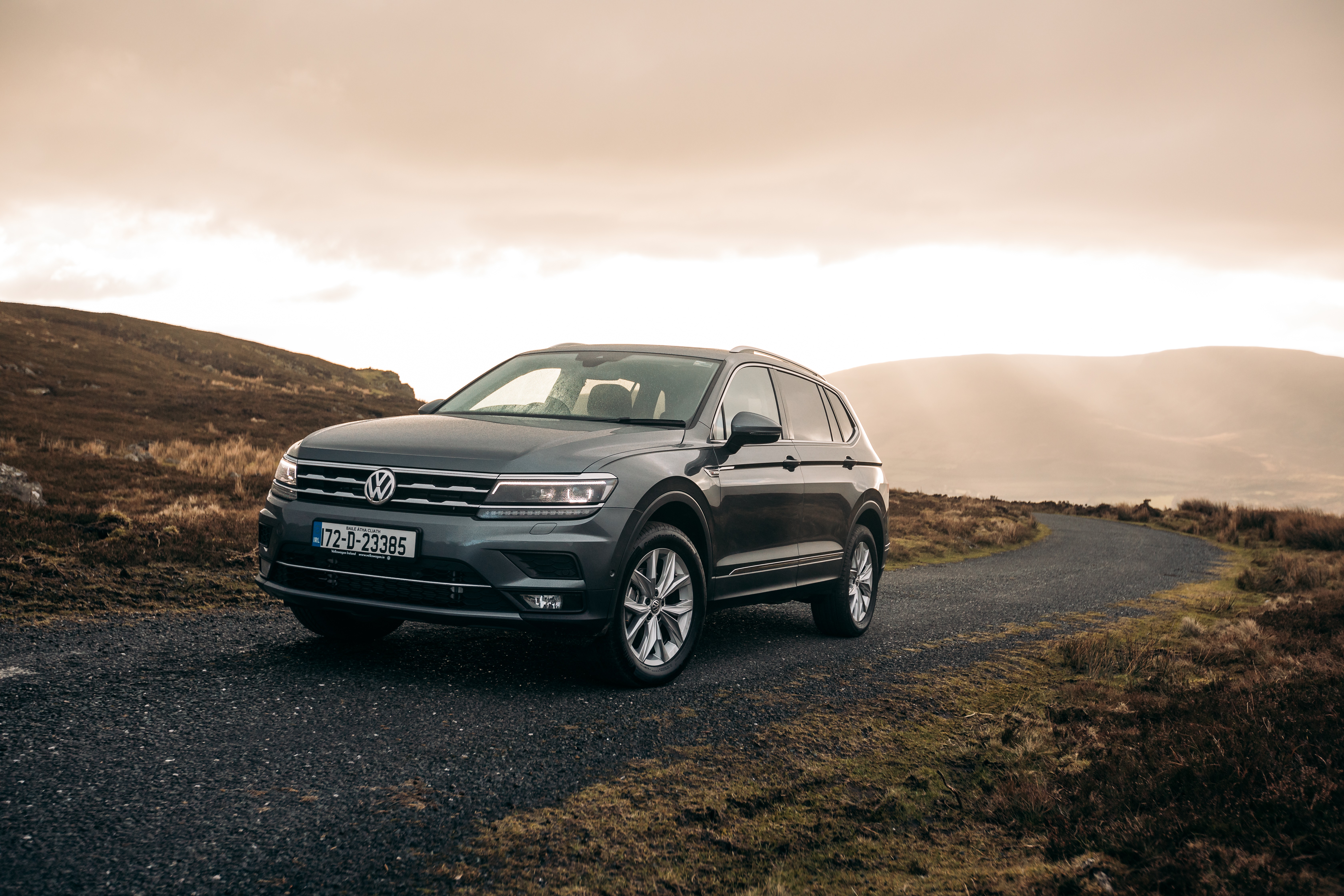 Volkswagen Tiguan Allspace 4K SUV on a road HD Wallpaper