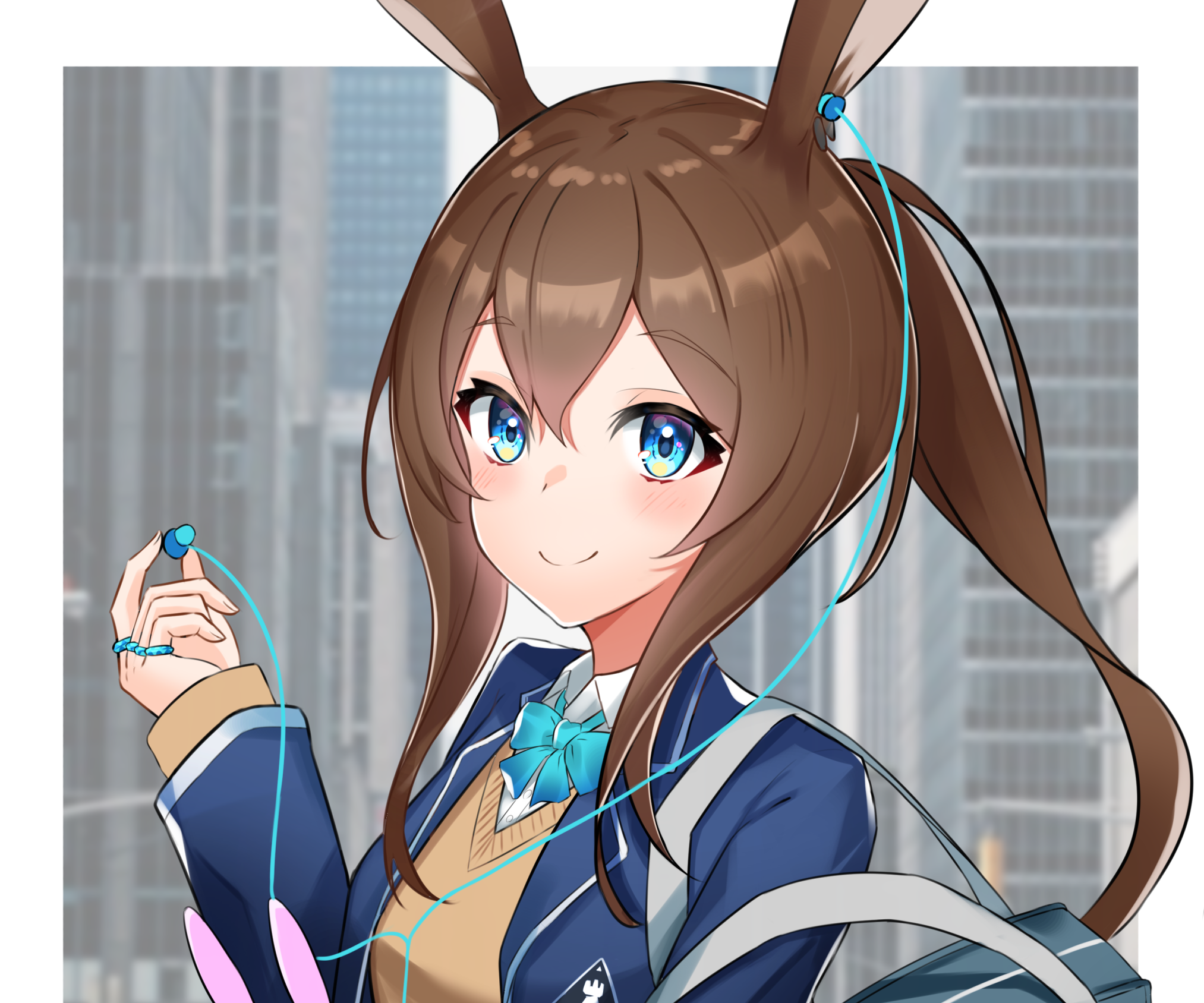 Amiya from Arknights with bunny ears HD Wallpaper