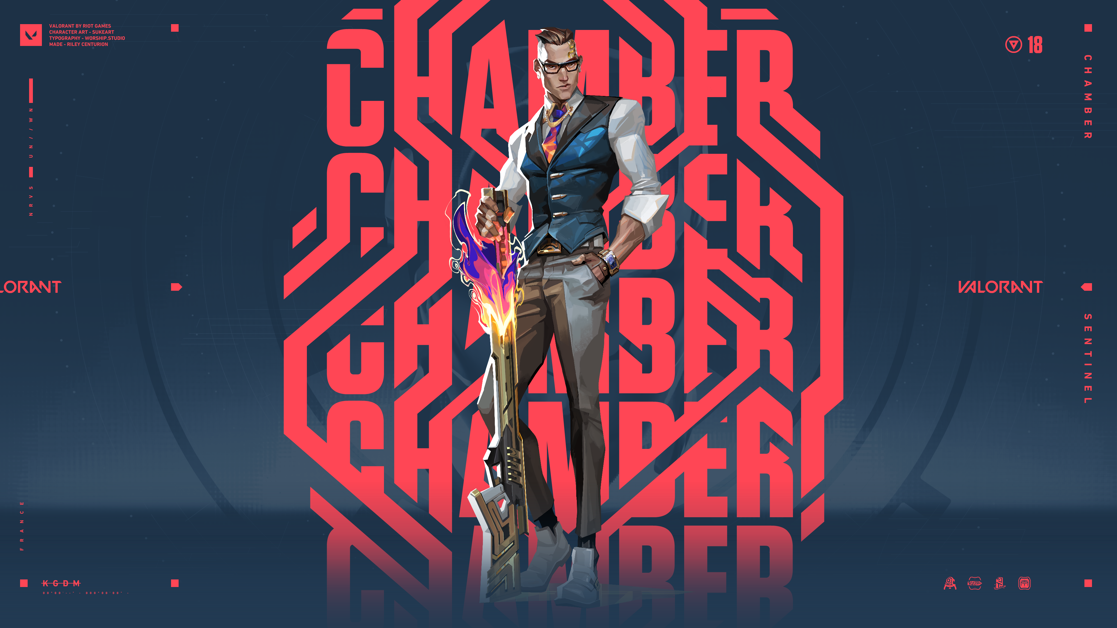 Chamber from Valorant with his weapon HD Wallpaper