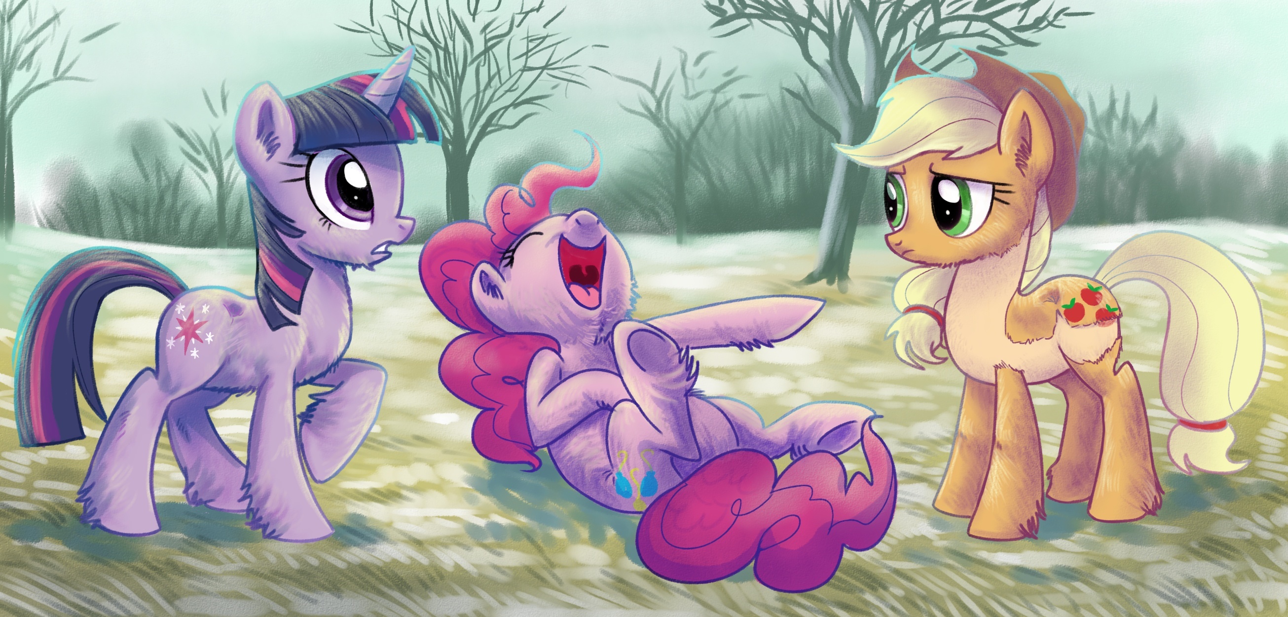 Pinkie Pie, Applejack, and Twilight Sparkle from My Little Pony HD Wallpaper