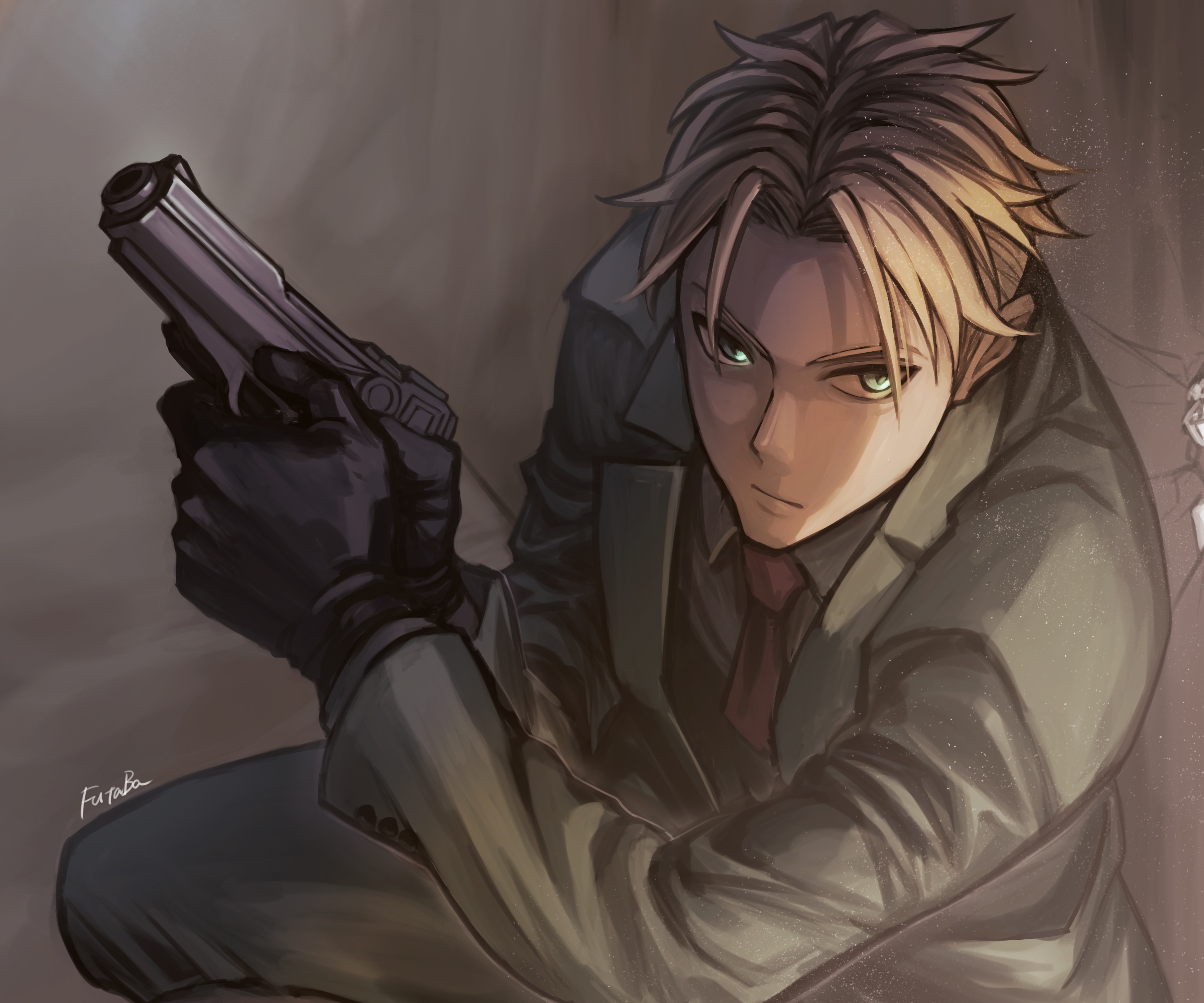 Loid Forger from Spy X Family holding a gun HD Wallpaper