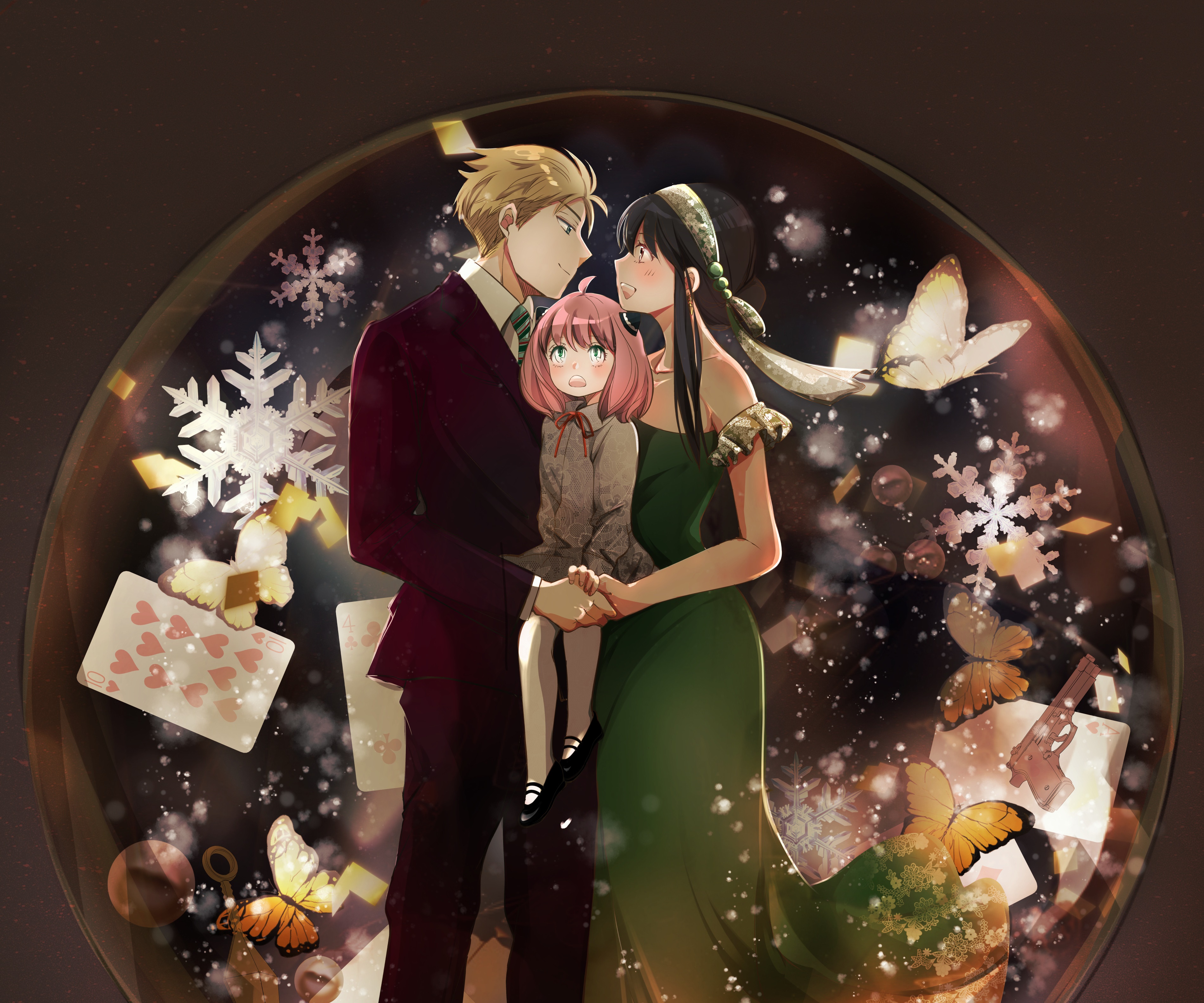 Spy X Family: Yor, Anya, and Loid Forger in Snow Globe HD Wallpaper