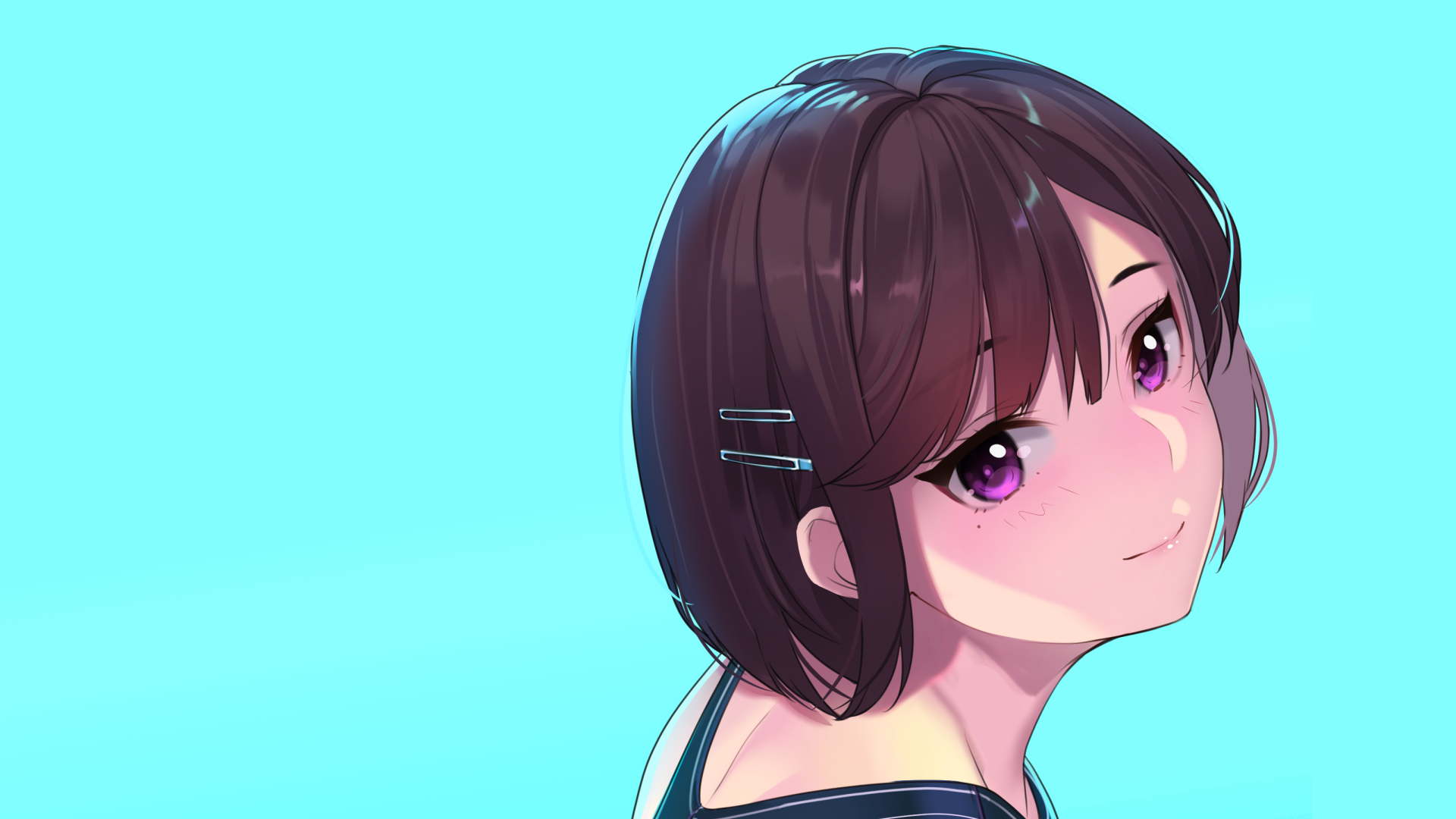 Anime Girl with Purple Eyes HD Wallpaper