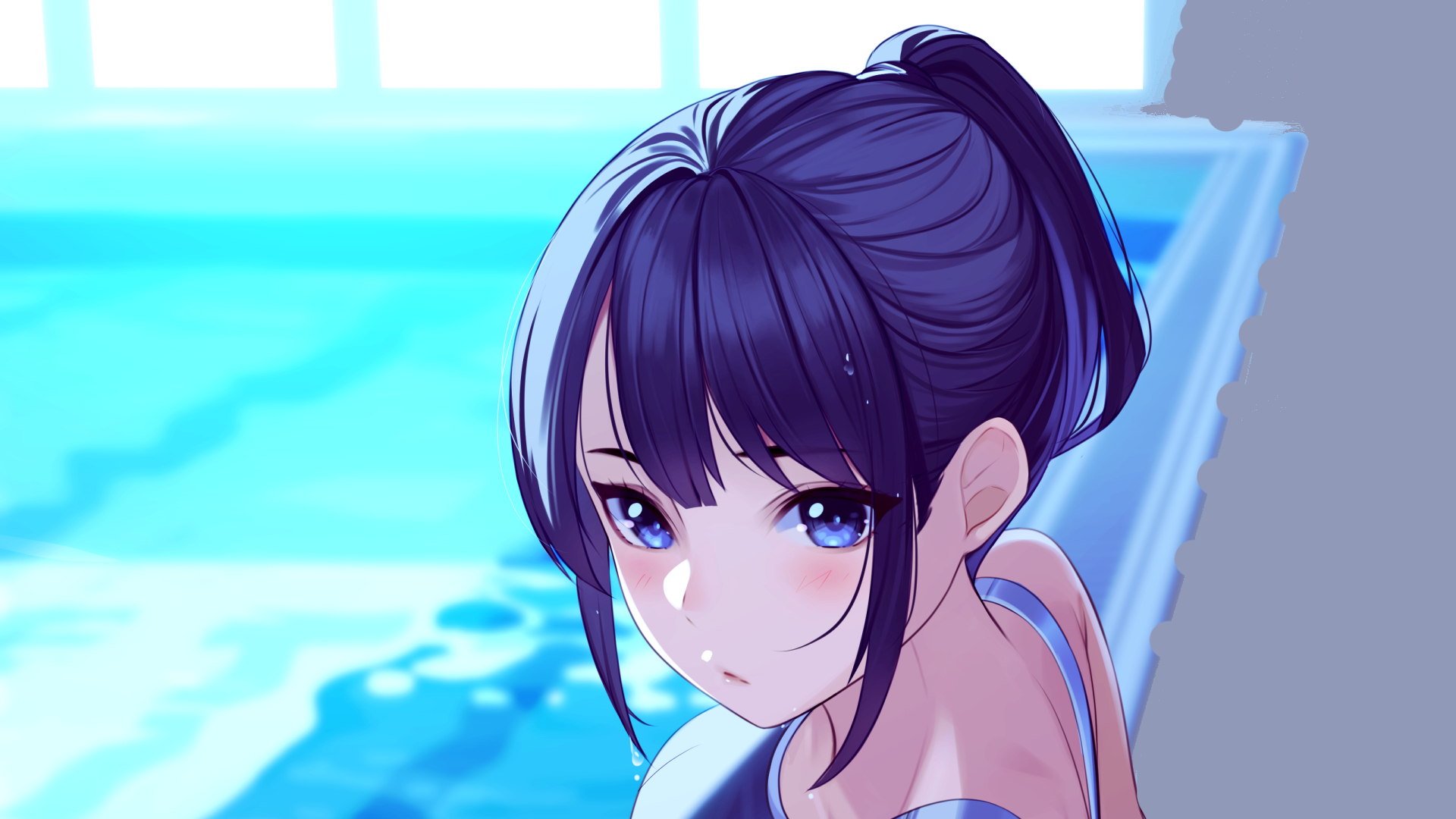 Girl in Swimsuit by Pool HD Wallpaper