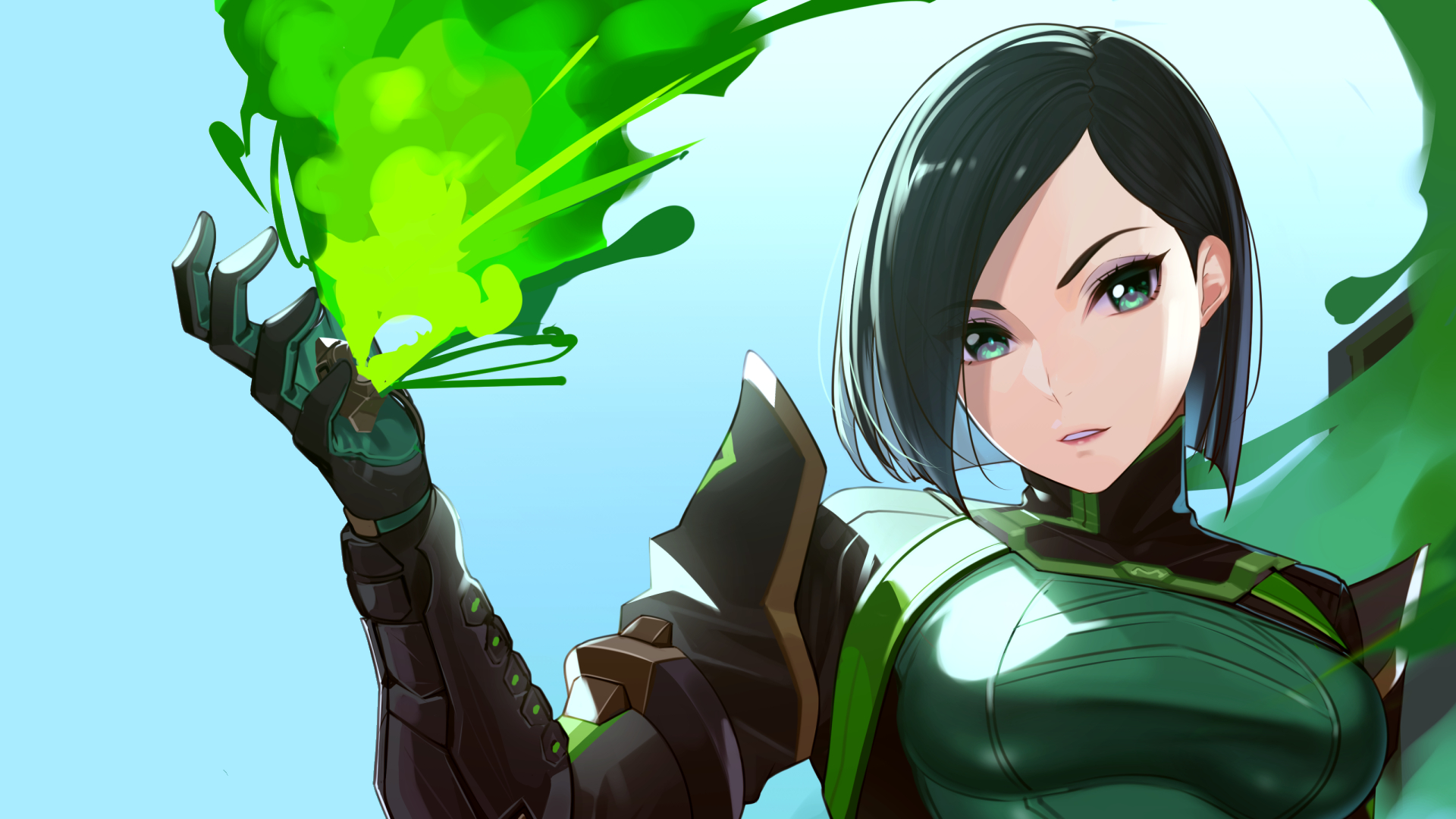 Viper from Valorant with green toxic gas HD Wallpaper