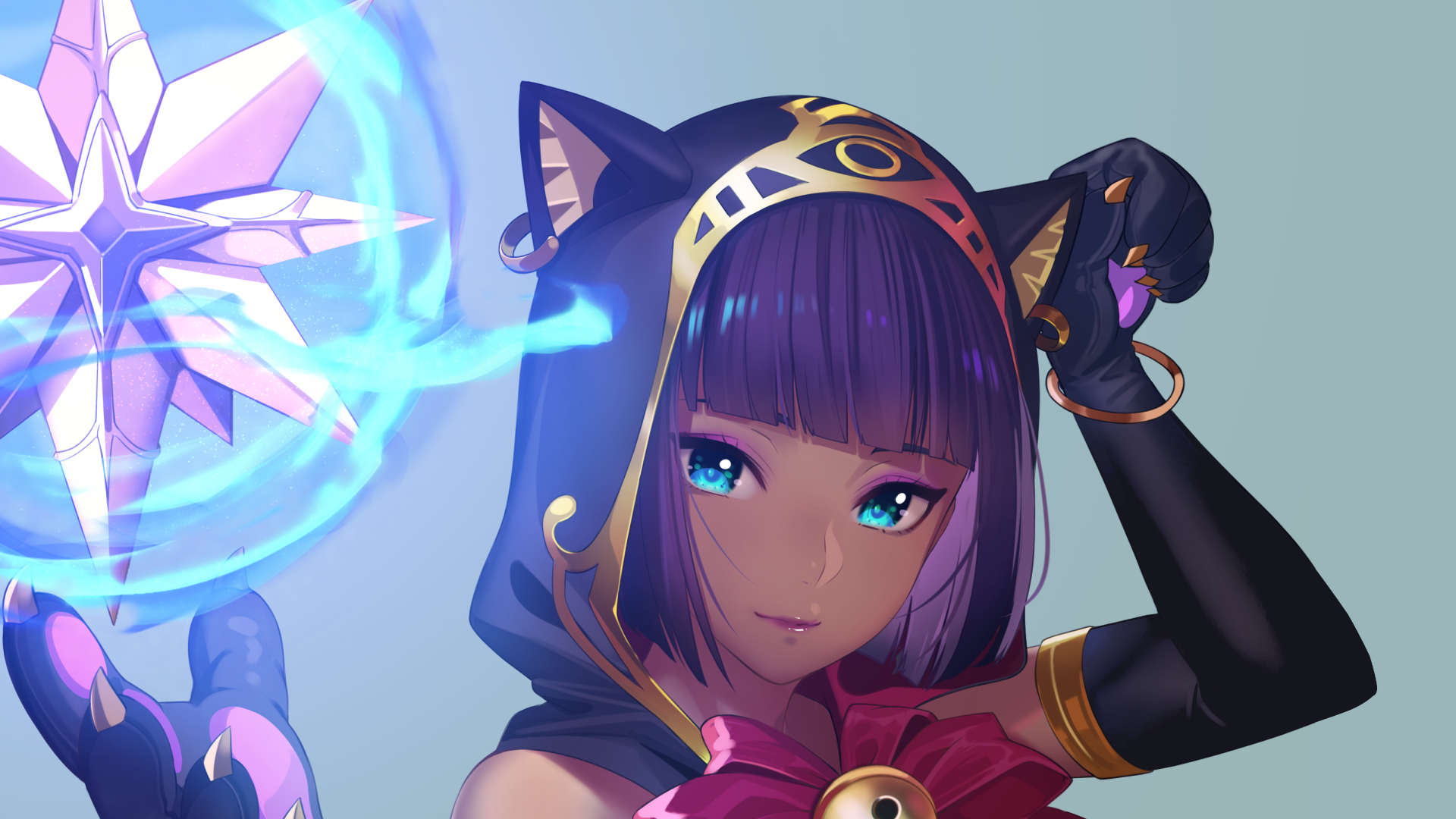Menat from Street Fighter casting a spell HD Wallpaper