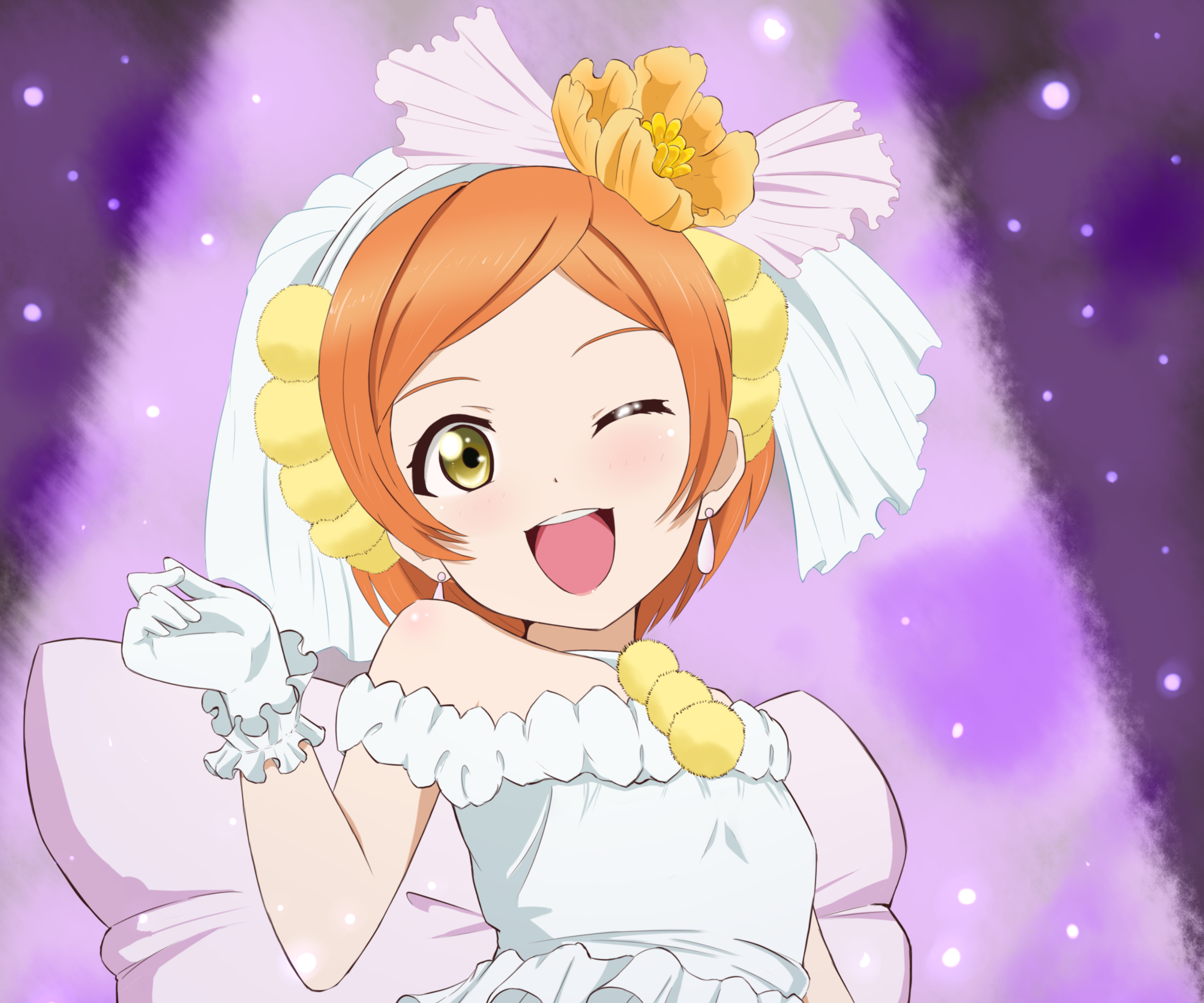 Rin Hoshizora from Love Live! in wedding dress HD Wallpaper