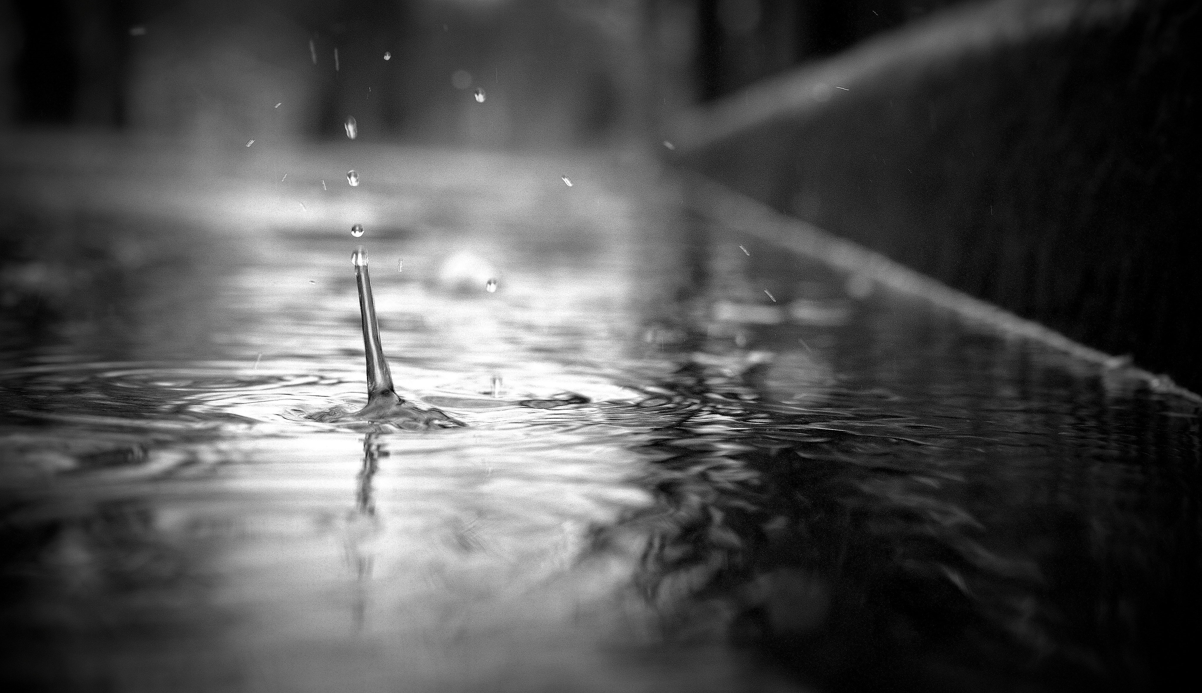Black and White Water Drop 4K HD Wallpaper