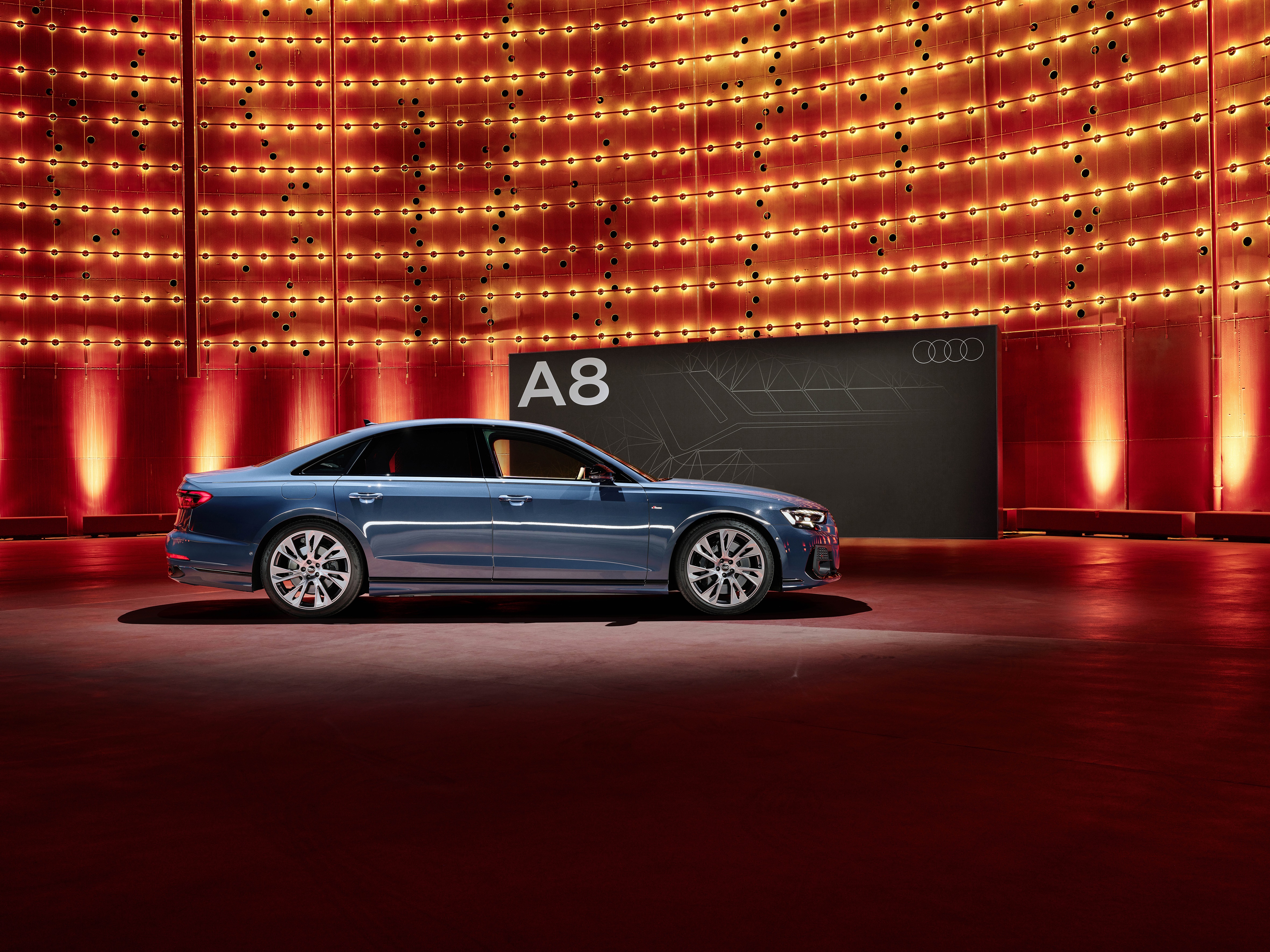 Blue Audi A8 quattro S line 4K HD Wallpaper
