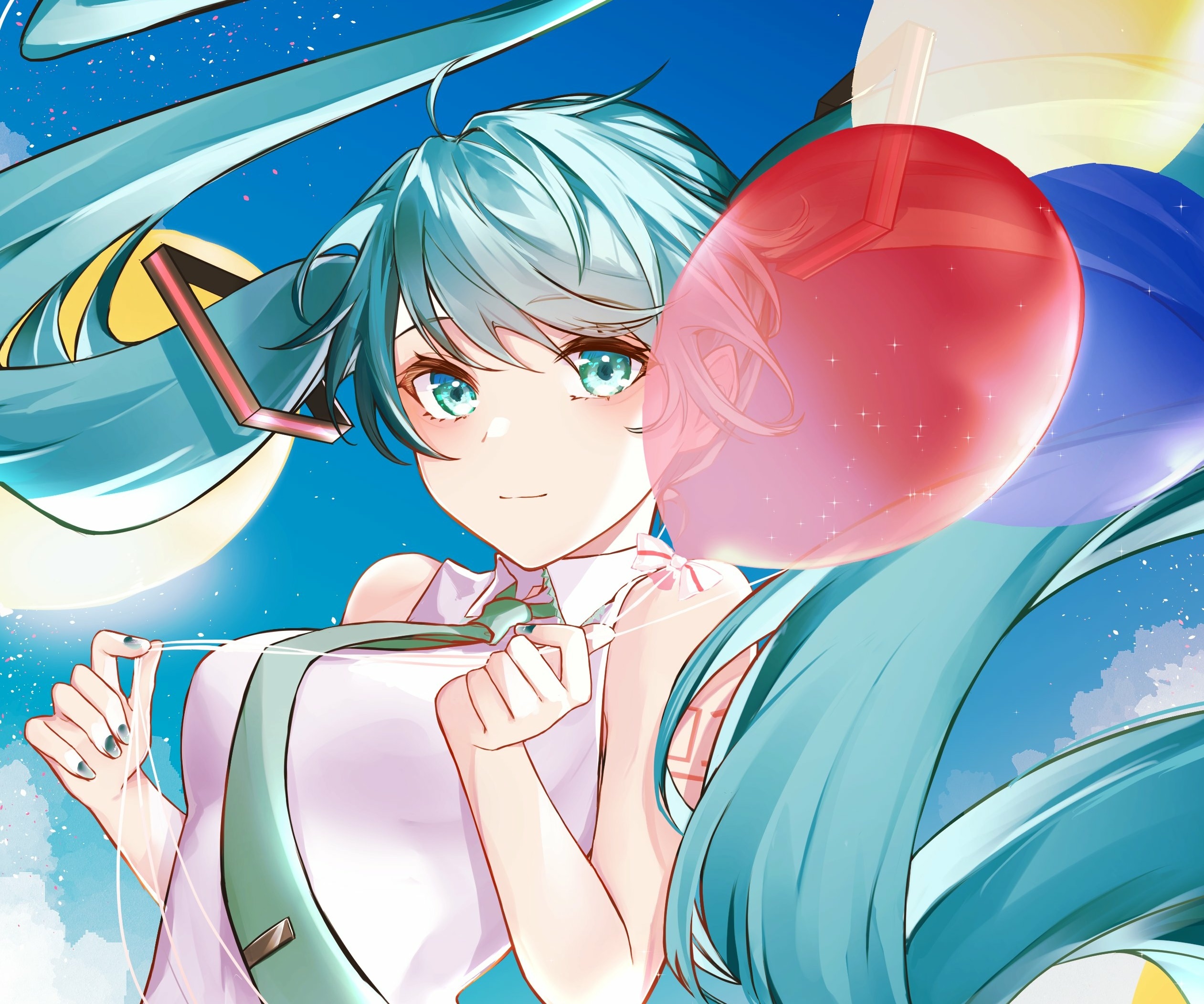Hatsune Miku with Balloons HD Wallpaper