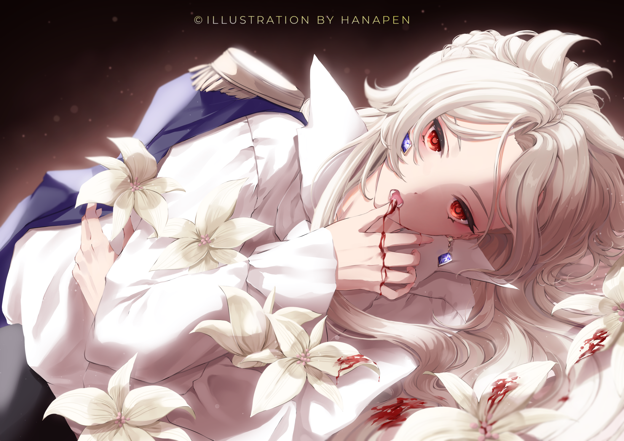 Albedo from Genshin Impact with lilies HD Wallpaper