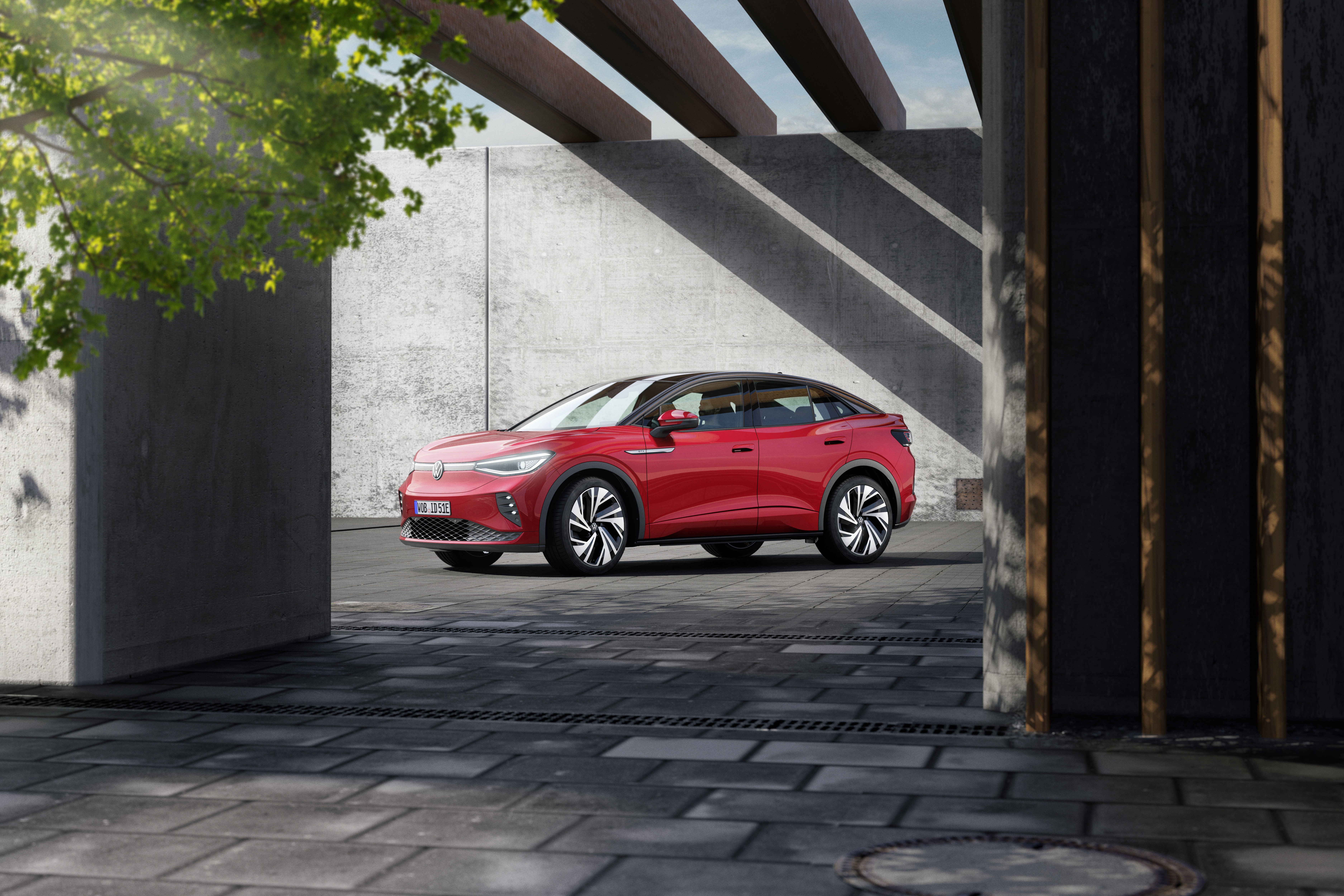 Red Volkswagen ID.5 GTX 4K HD Wallpaper