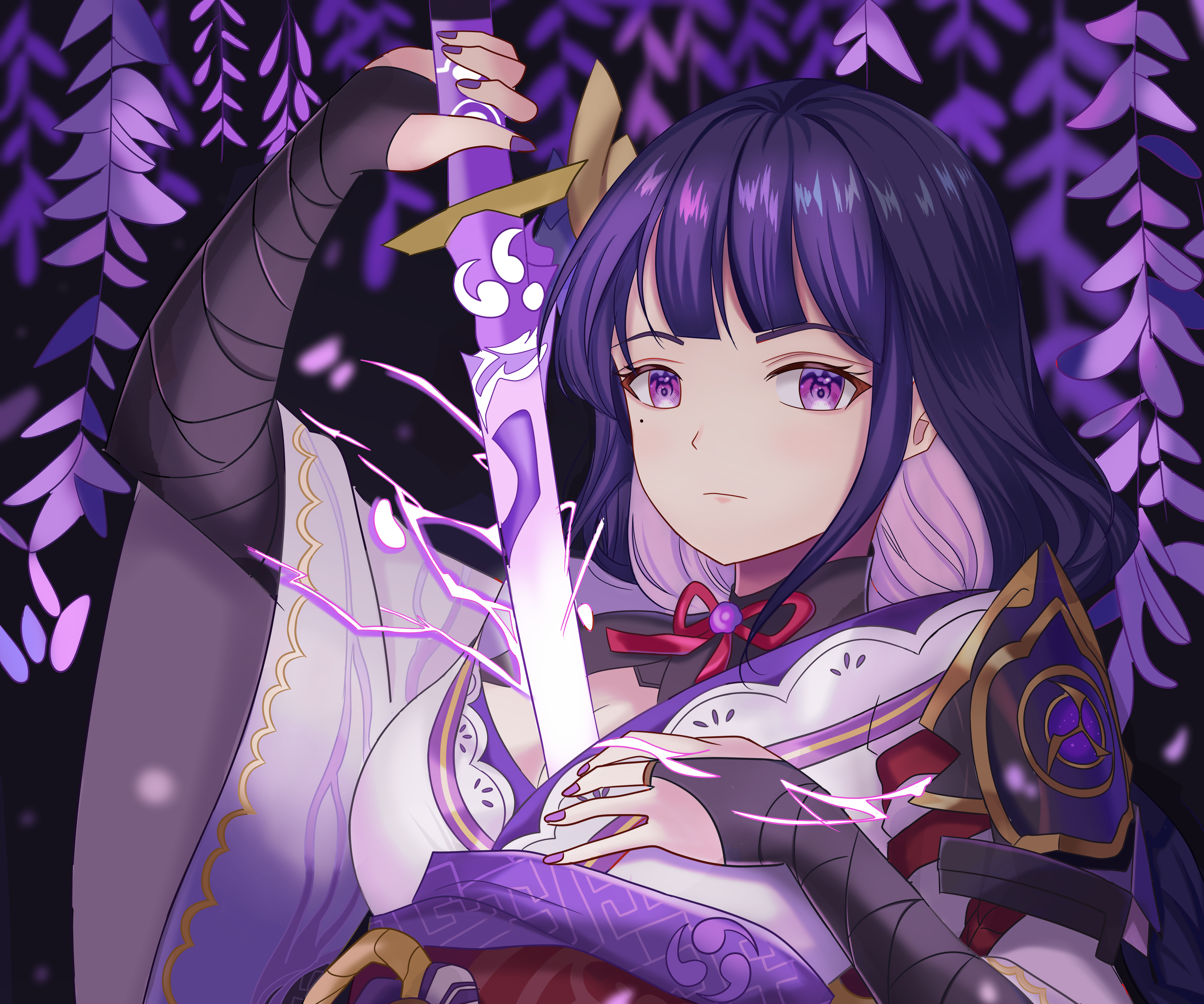 Raiden Shogun from Genshin Impact with sword HD Wallpaper