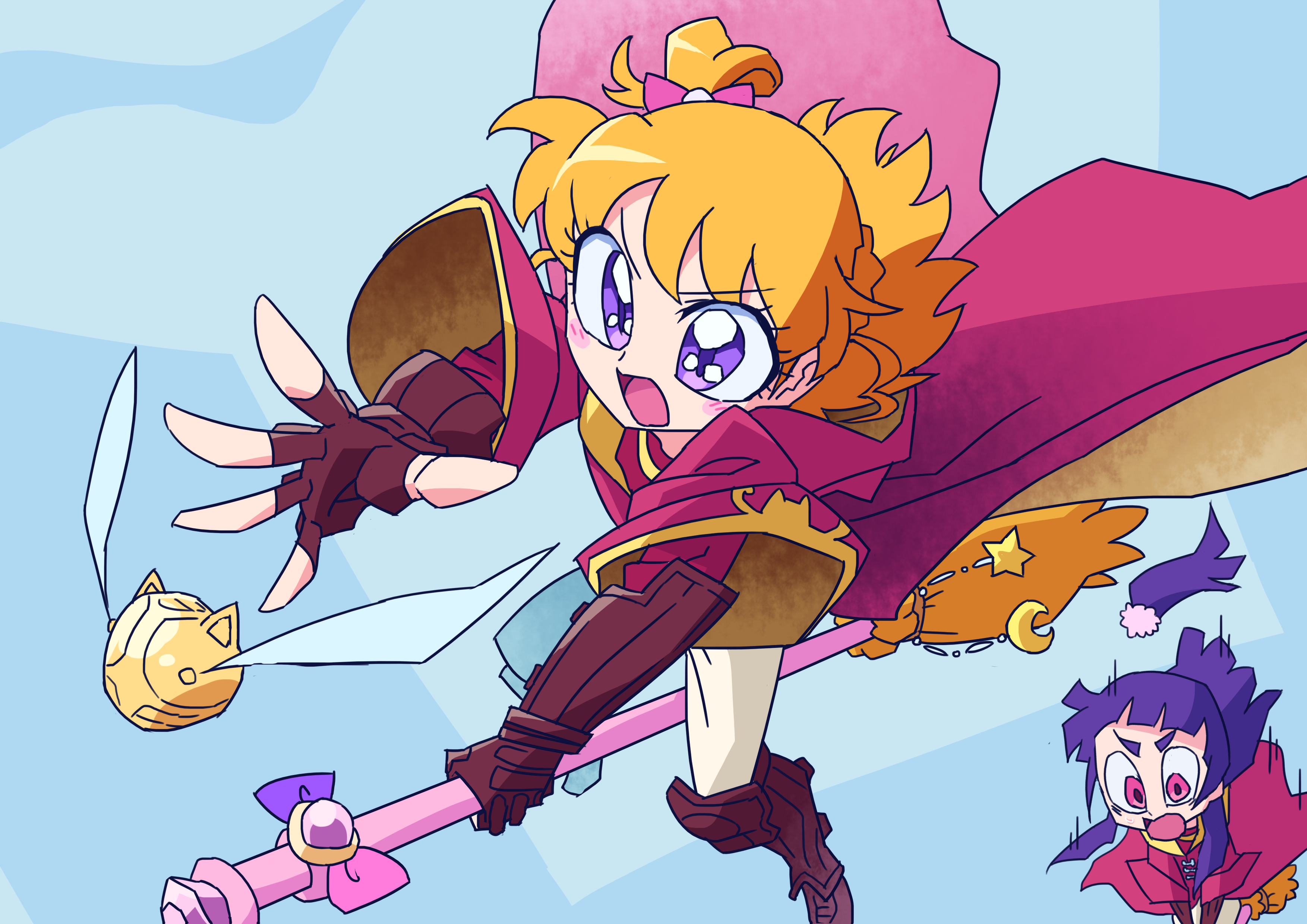 Maho Girls PreCure! Asahina Mirai and Izayoi Riko flying HD Wallpaper