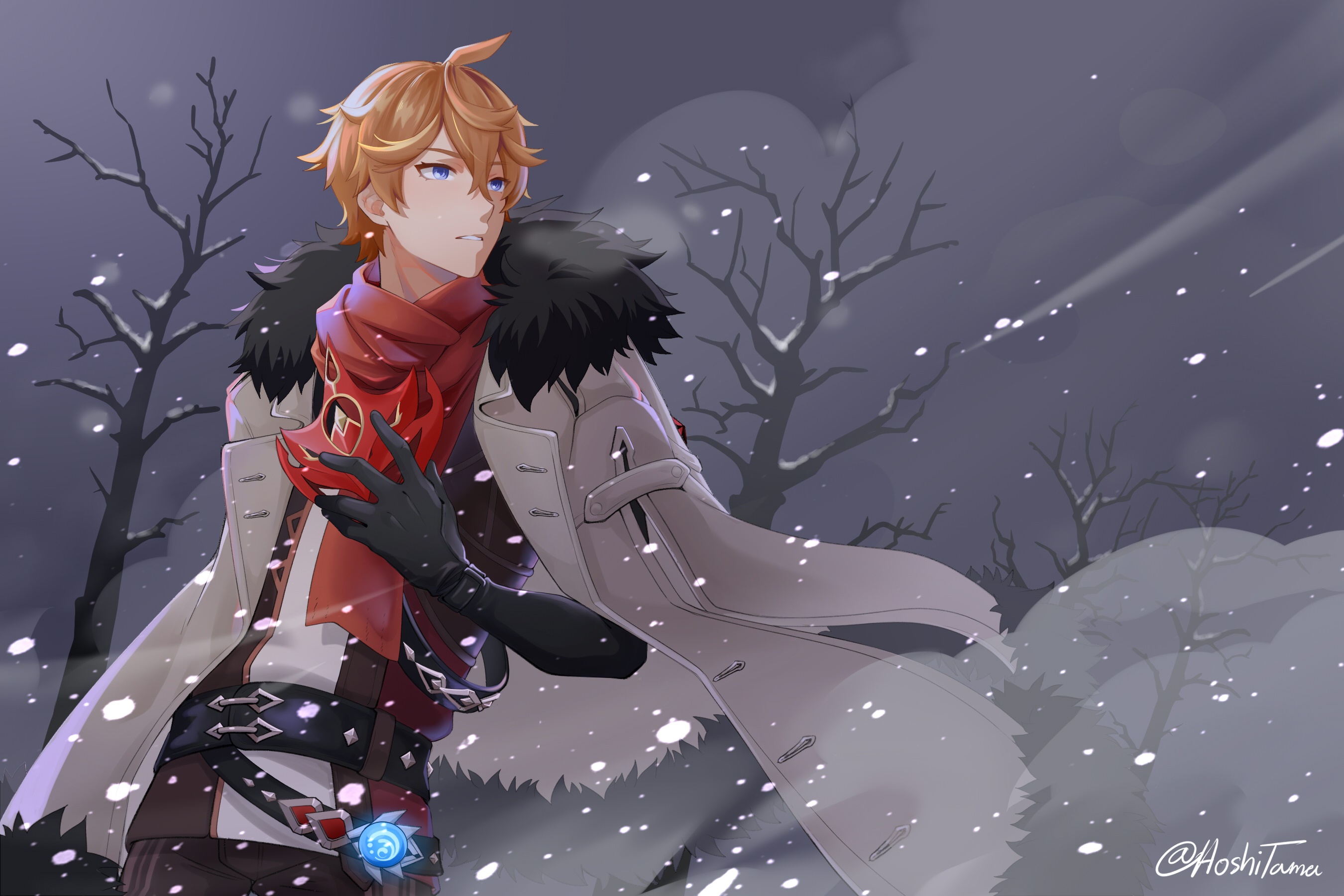 Tartaglia Childe from Genshin Impact in winter HD Wallpaper