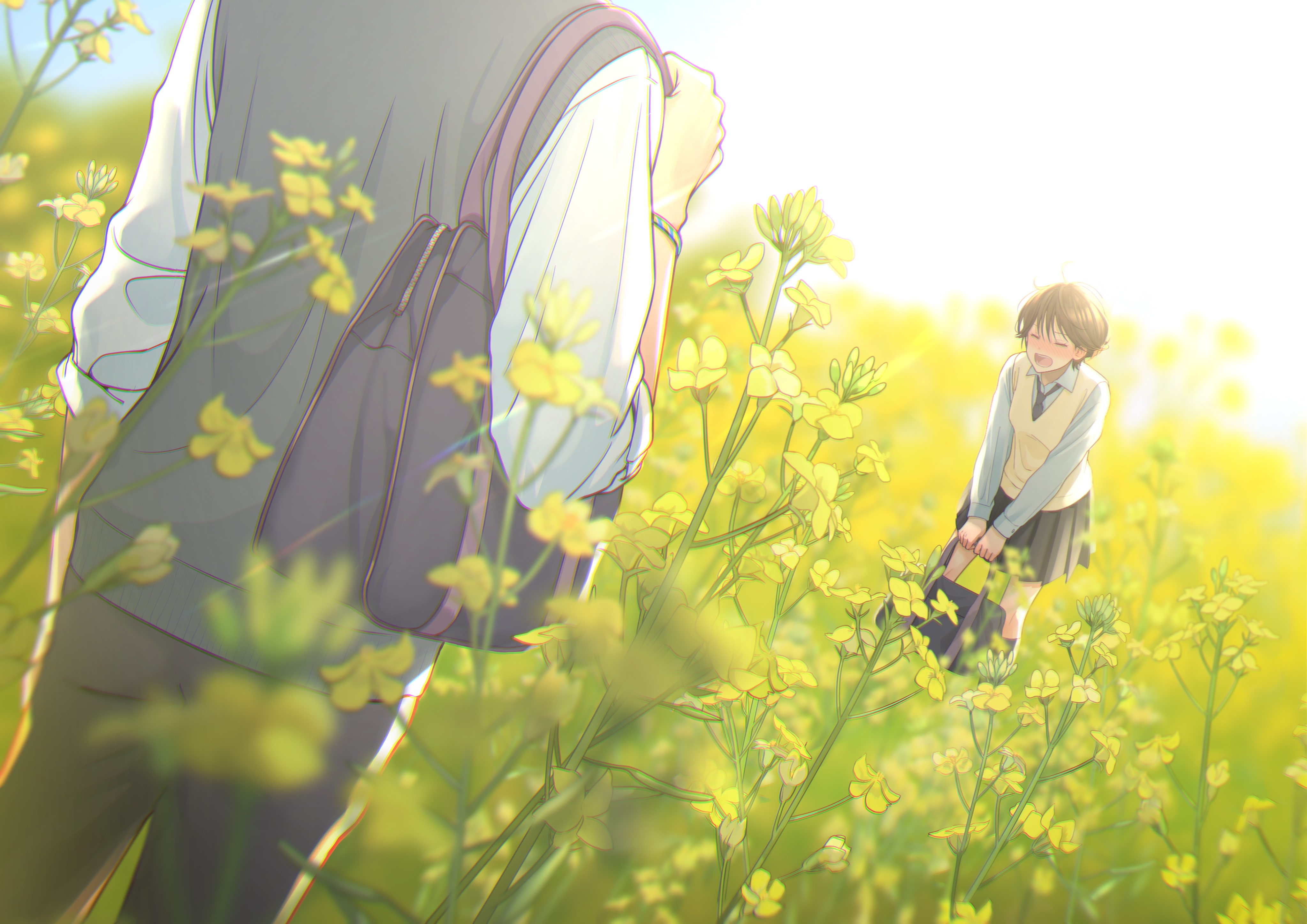Girl in Yellow Flowers 4K HD Wallpaper
