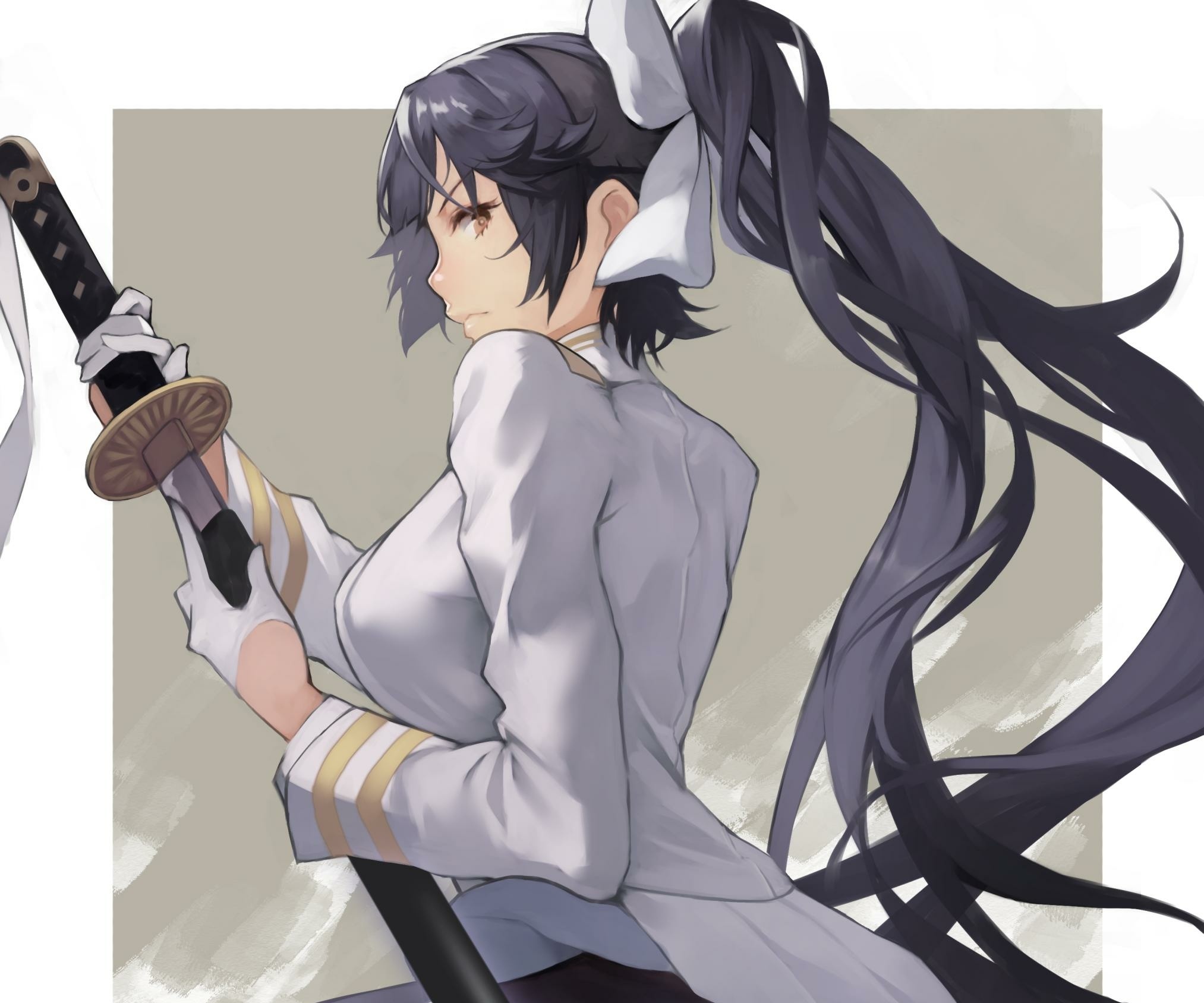 Takao from Azur Lane holding a katana HD Wallpaper