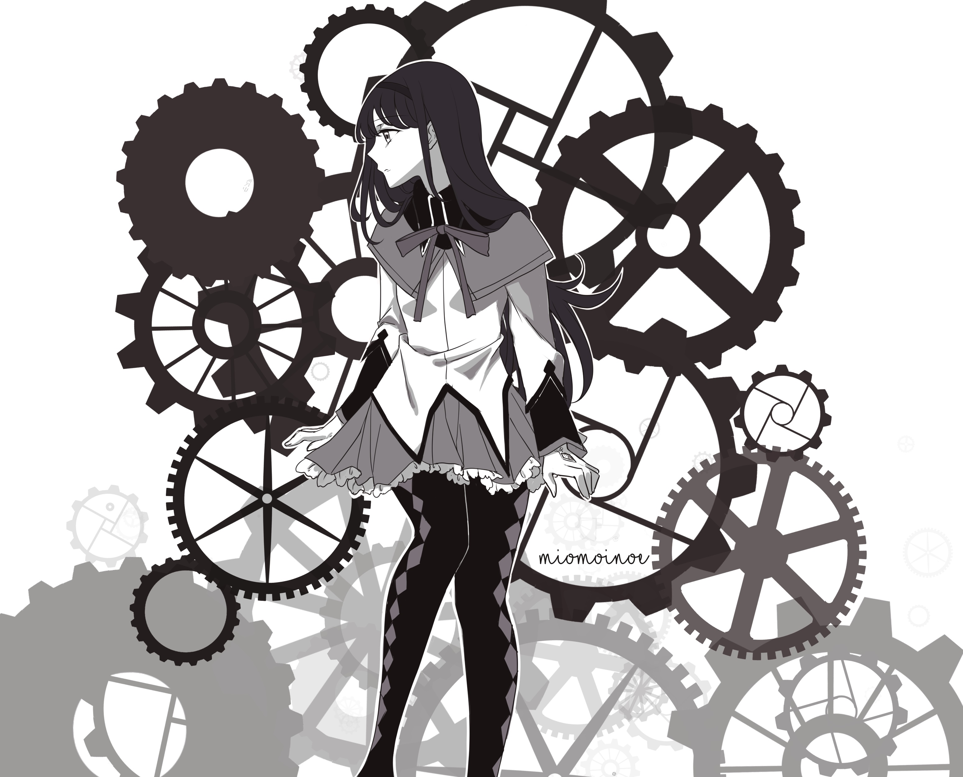 Homura Akemi from Puella Magi Madoka Magica with Gears HD Wallpaper