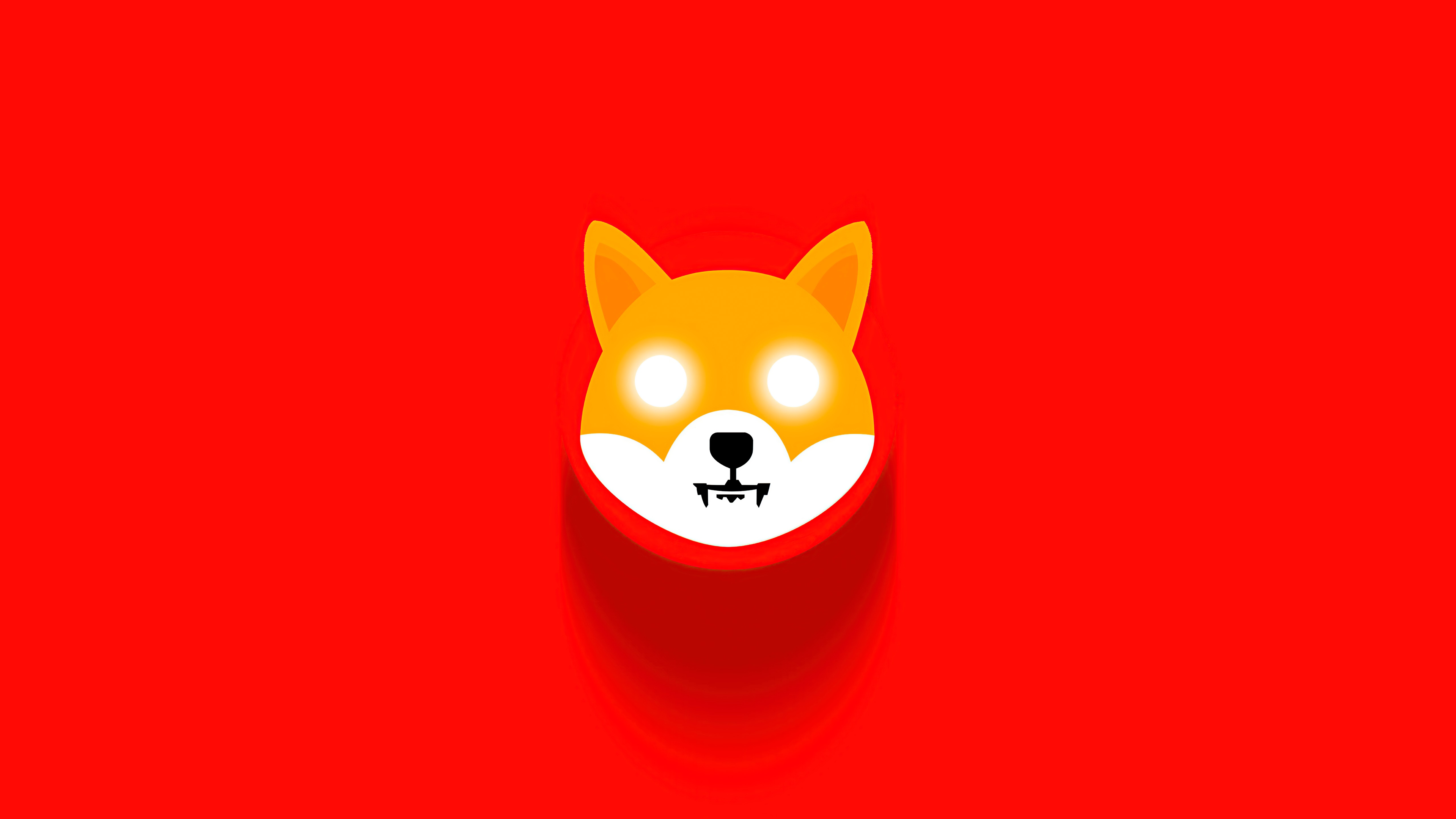 Shiba Inu coin logo on red background HD Wallpaper