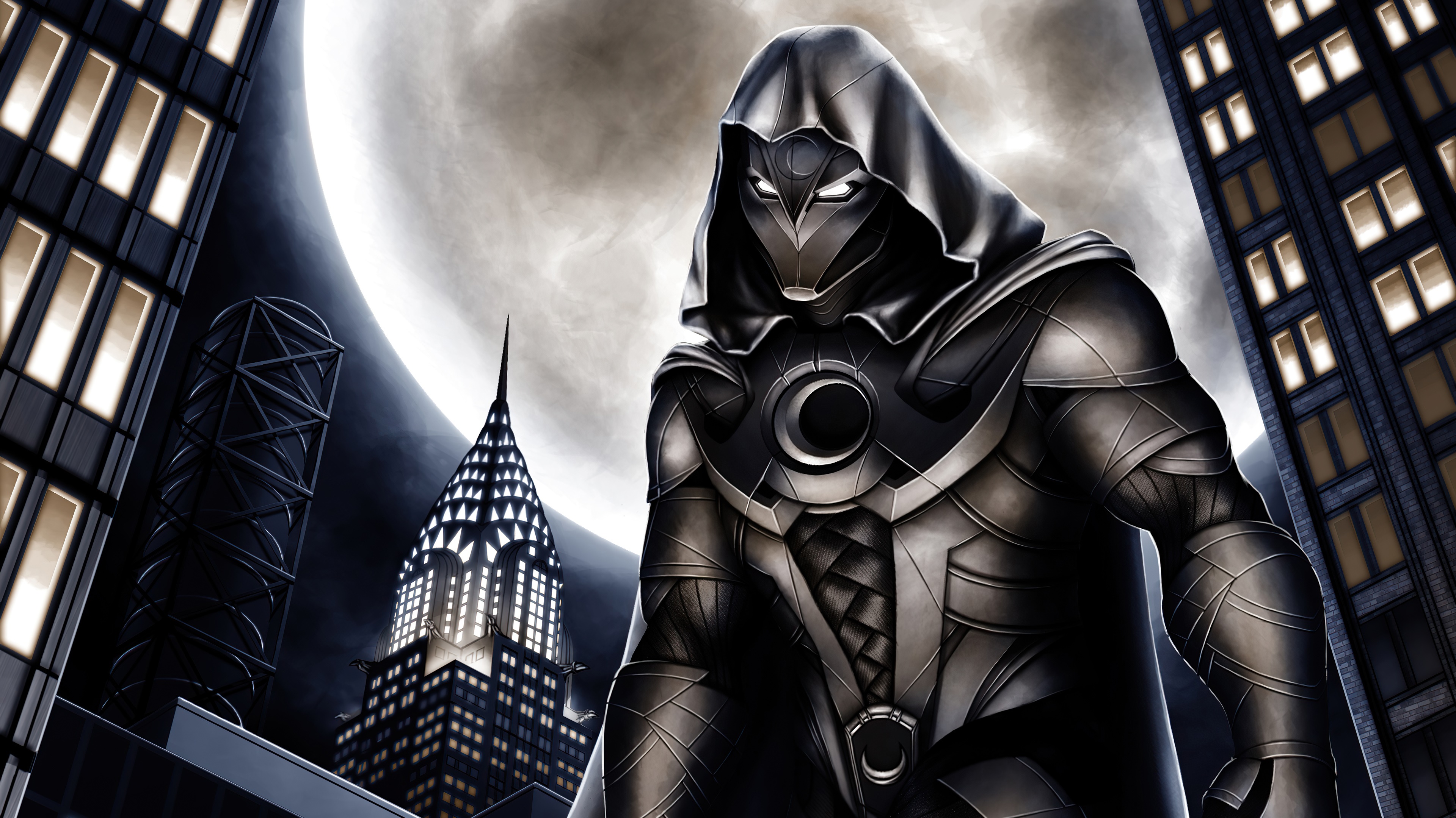 Moon Knight in a City at Night HD Wallpaper