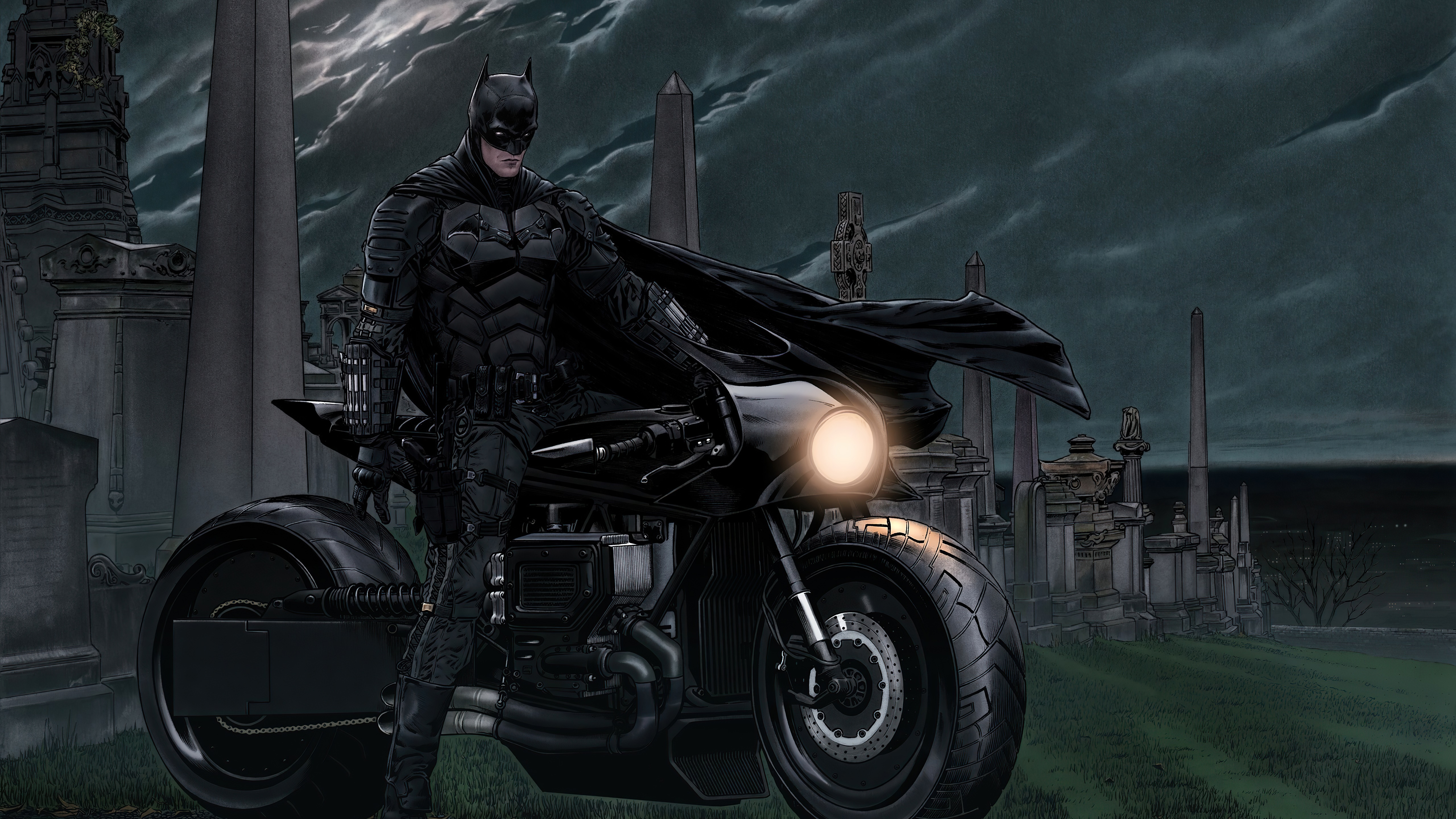Batman from DC Comics on a Motorcycle HD Wallpaper