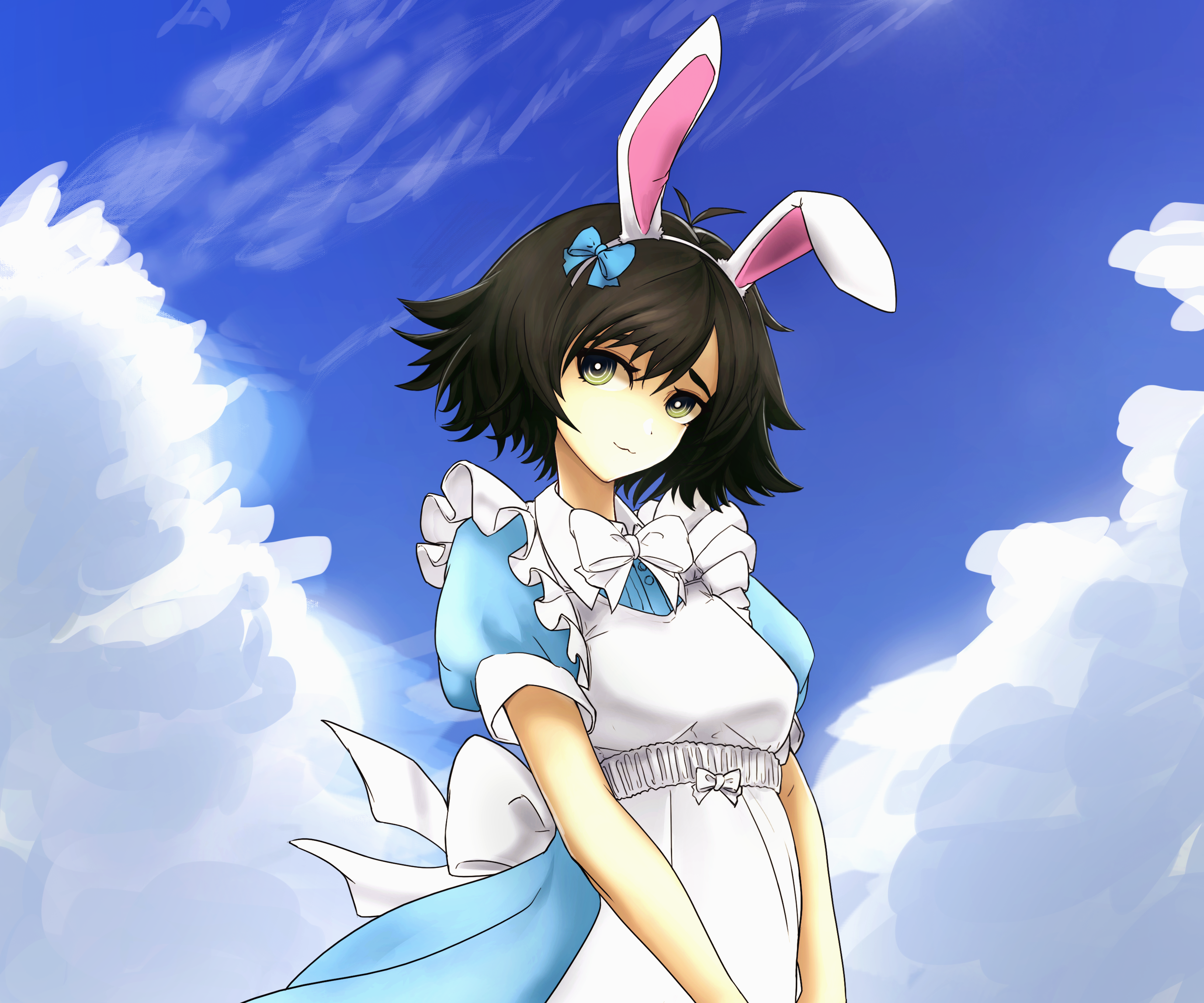 Mayuri Shiina from Steins;Gate wearing a maid outfit with bunny ears HD Wallpaper