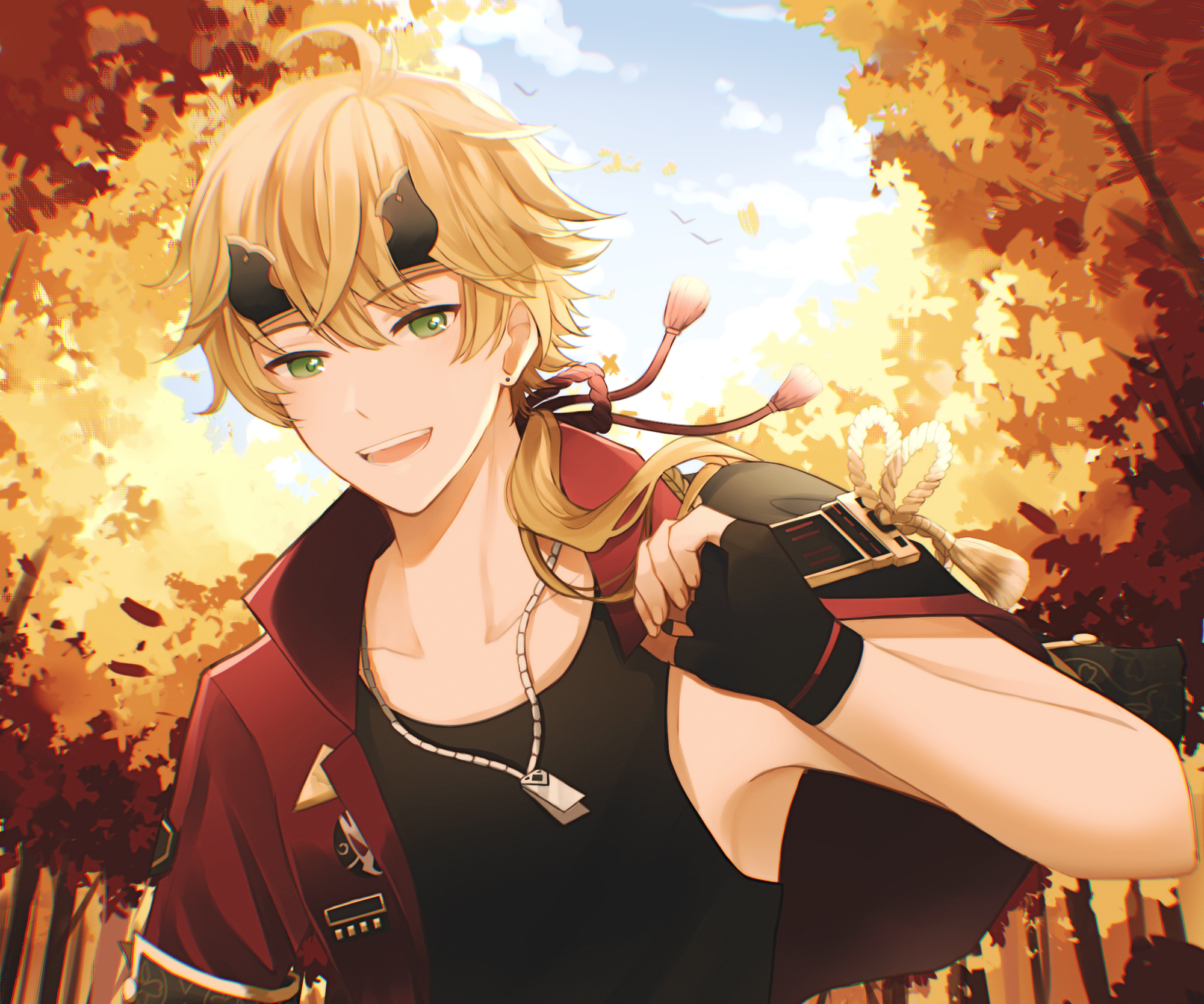 Thoma from Genshin Impact in Autumn HD Wallpaper