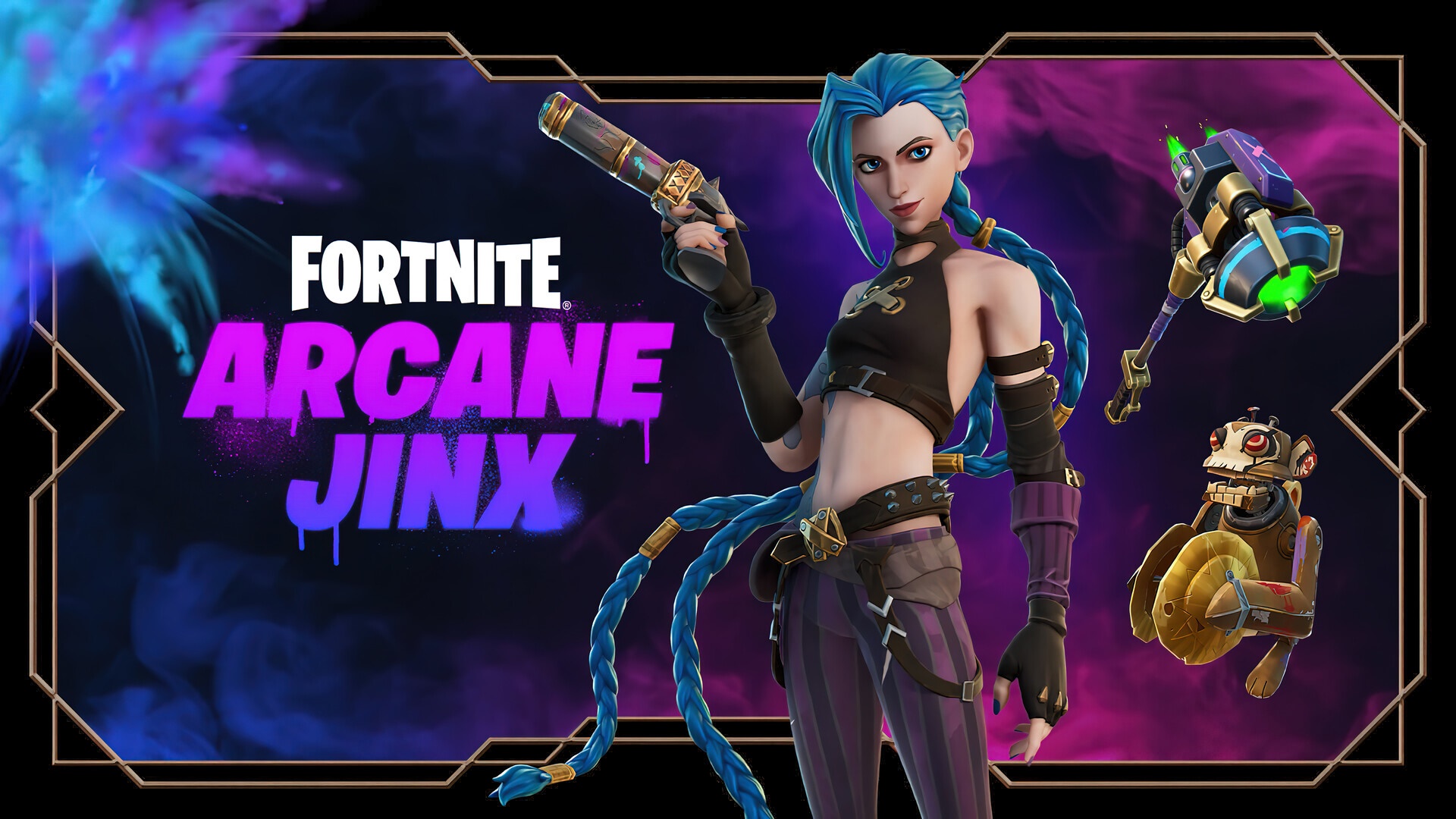 Fortnite Arcane Jinx with weapons HD Wallpaper