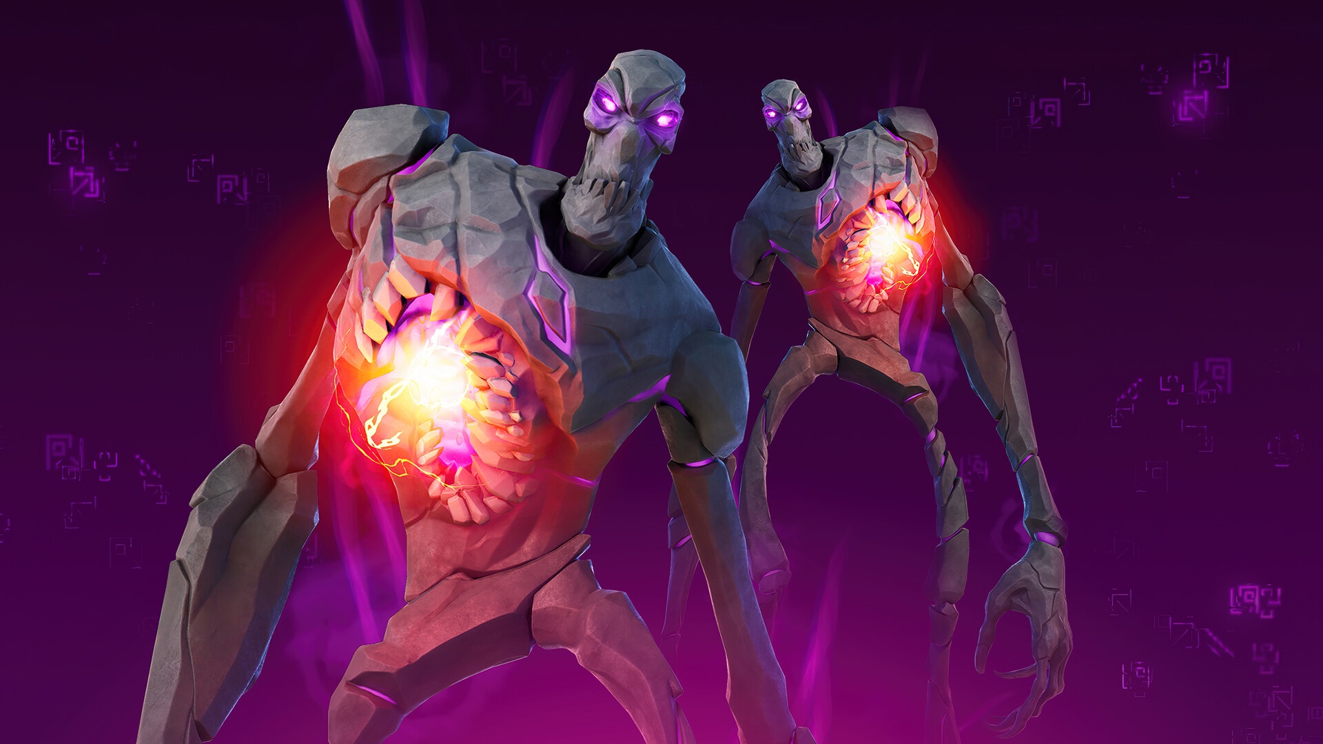 Two Fortnite monsters with glowing chests HD Wallpaper