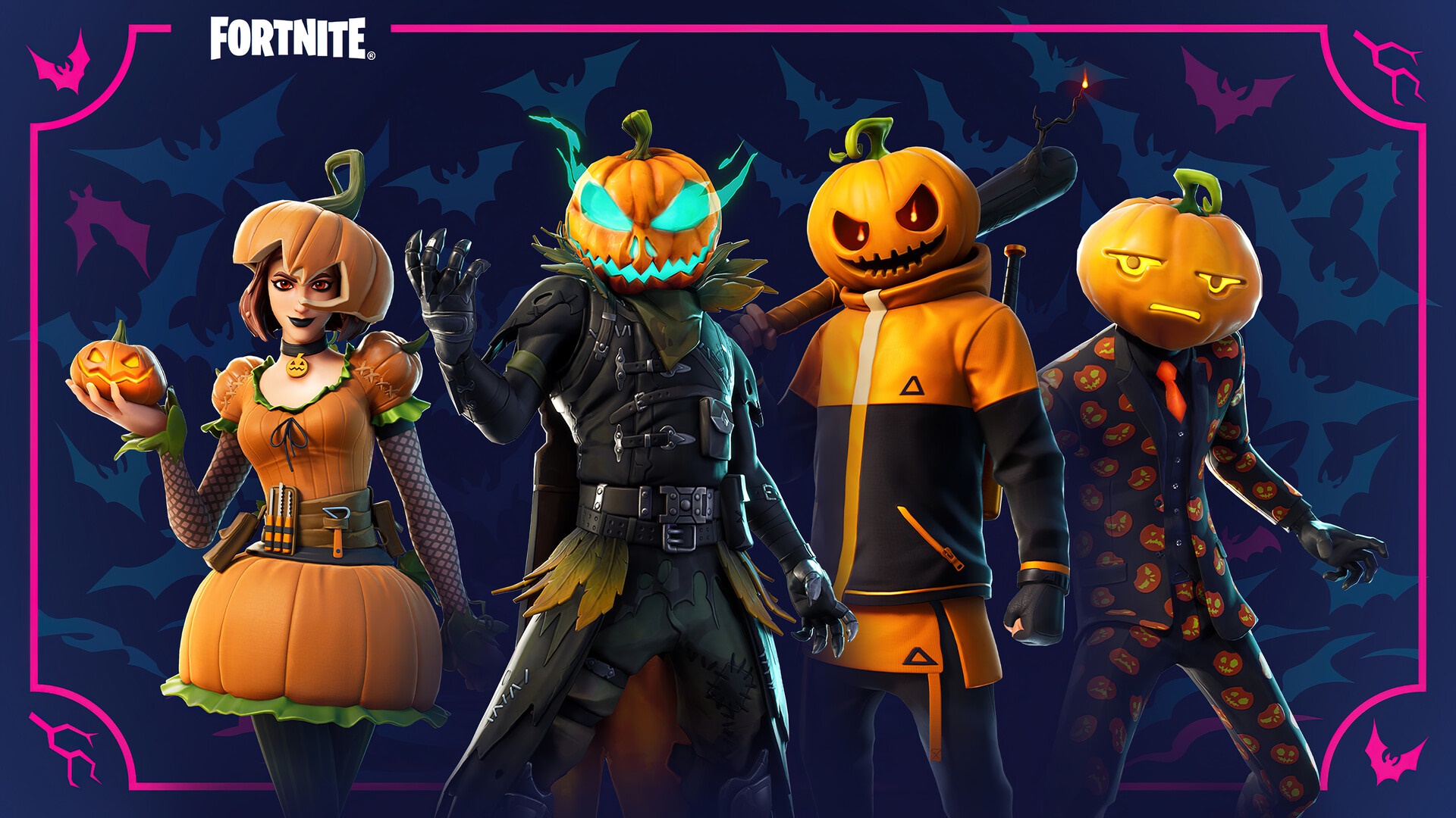 Fortnite Halloween Skins with Pumpkin Heads HD Wallpaper