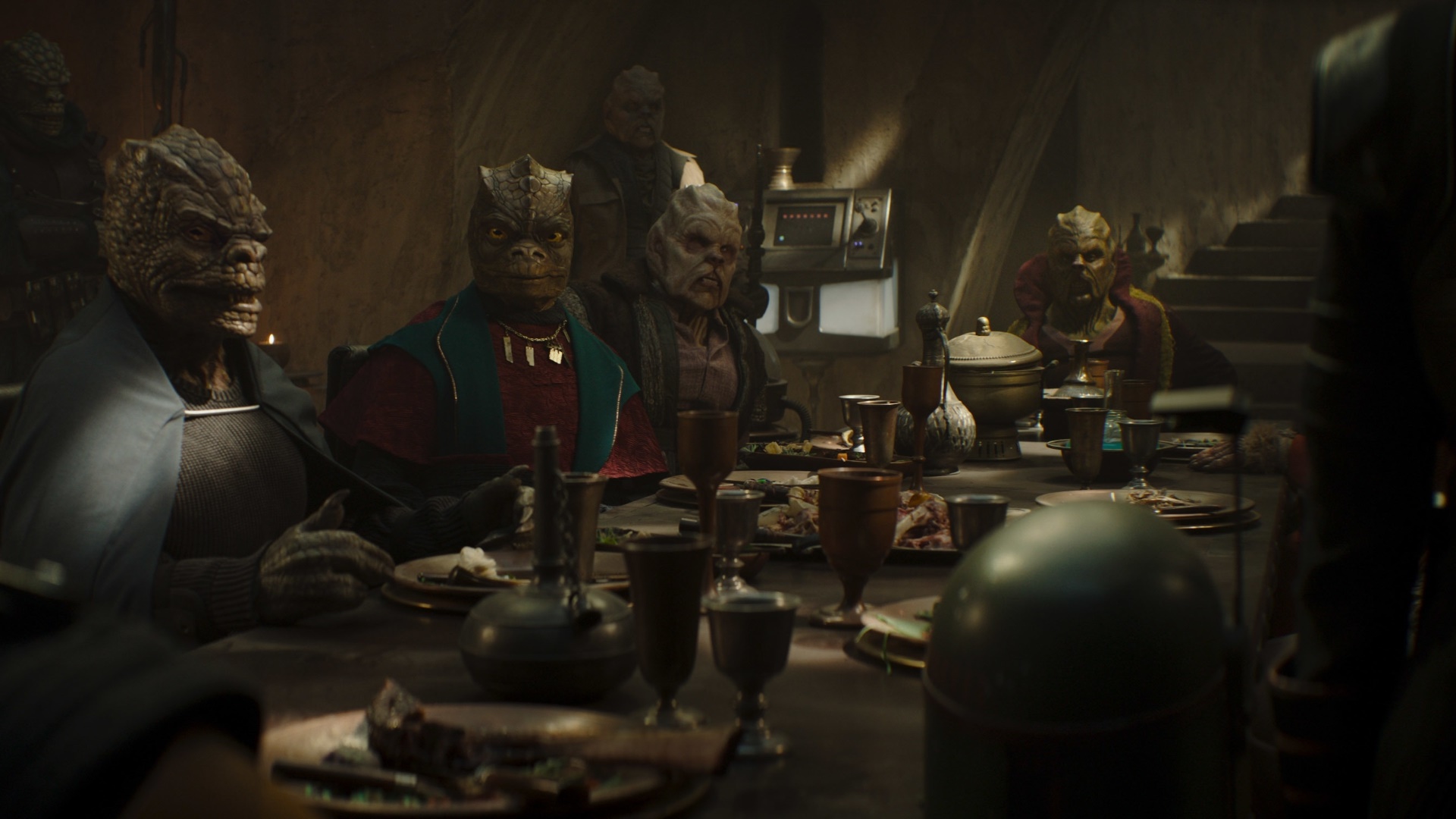 The Book of Boba Fett characters at a table HD Wallpaper