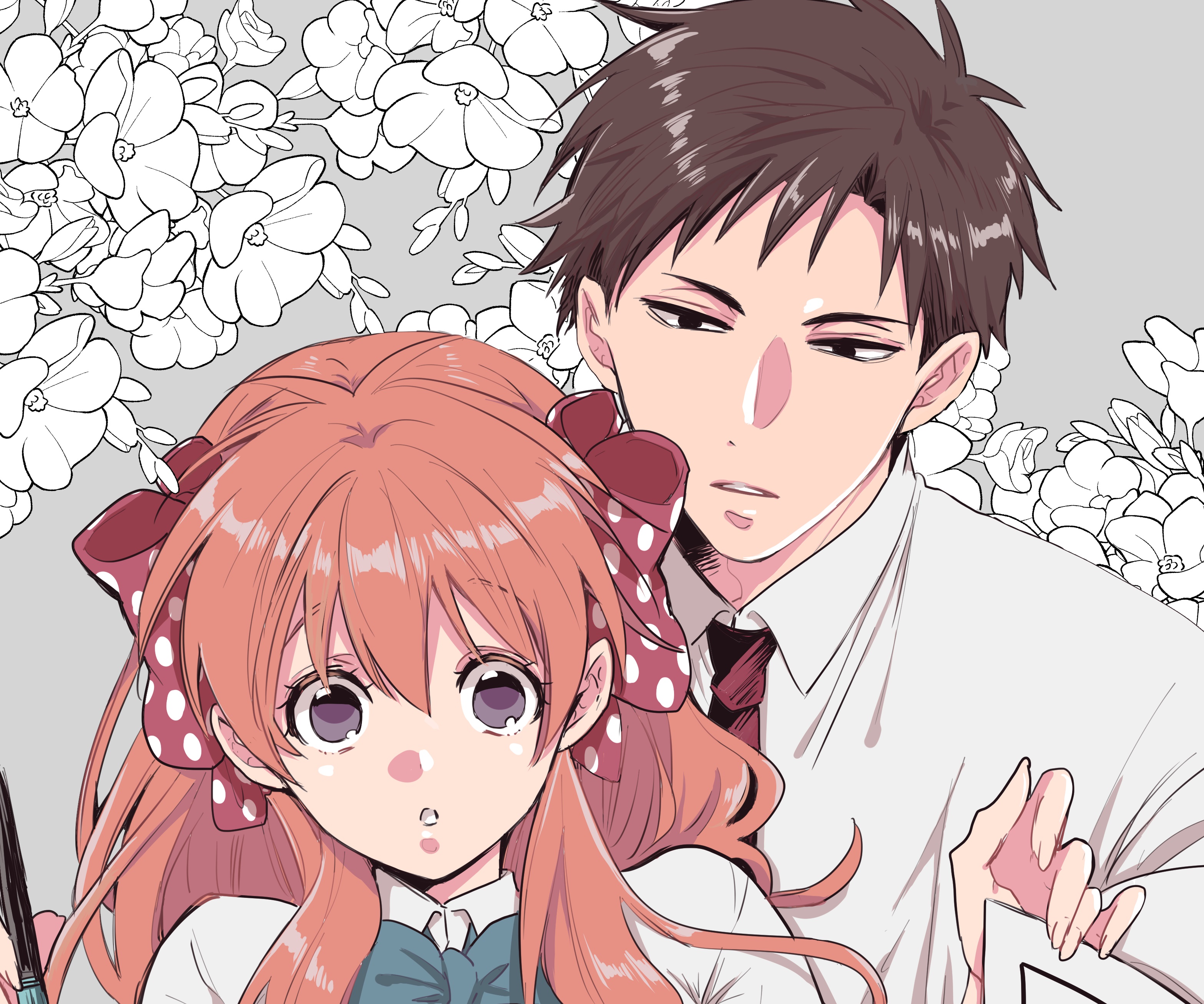 Chiyo Sakura and Umetarou Nozaki from Monthly Girls' Nozaki-kun HD Wallpaper