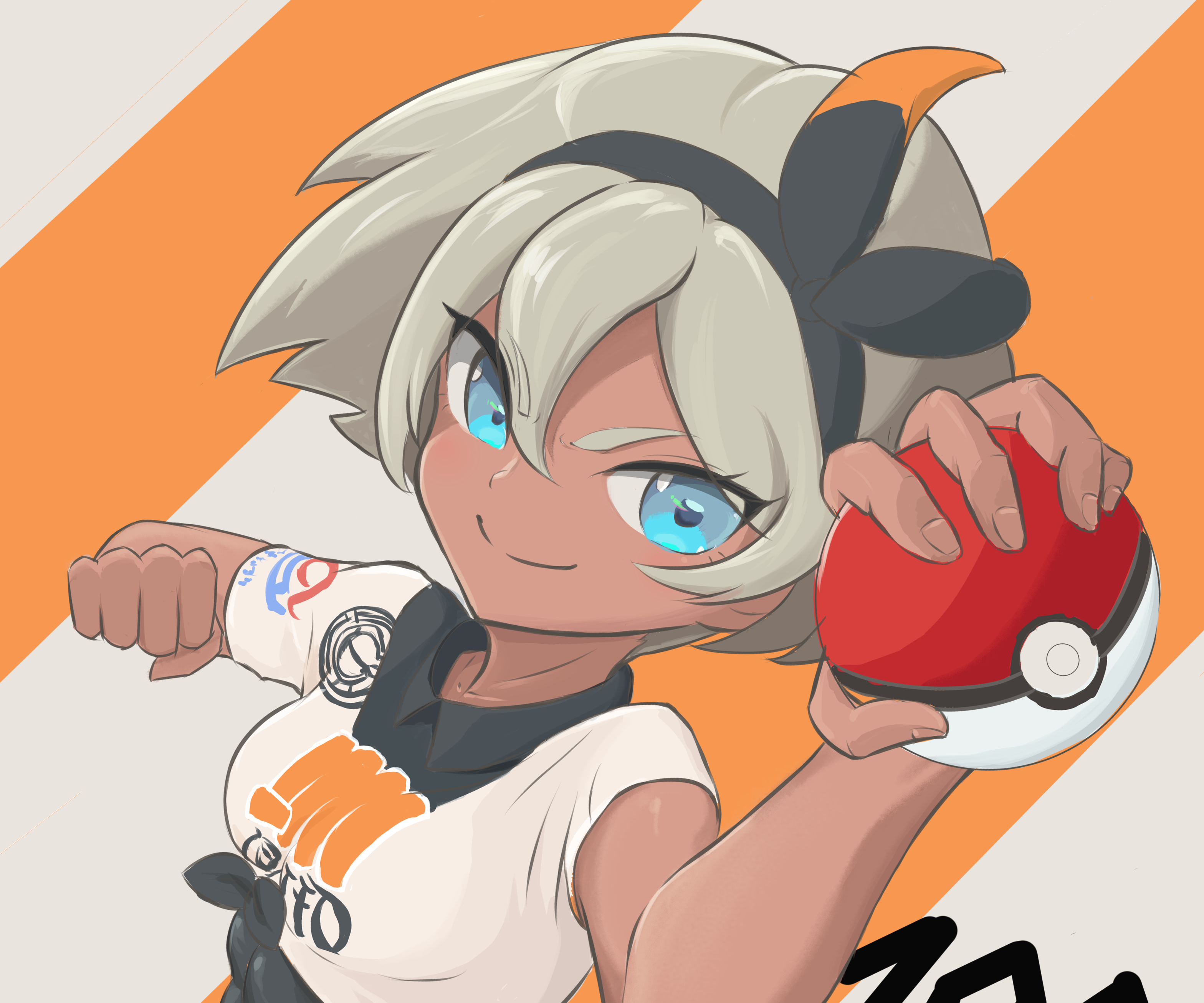 Bea from Pokémon Sword and Shield holding a Poké Ball HD Wallpaper