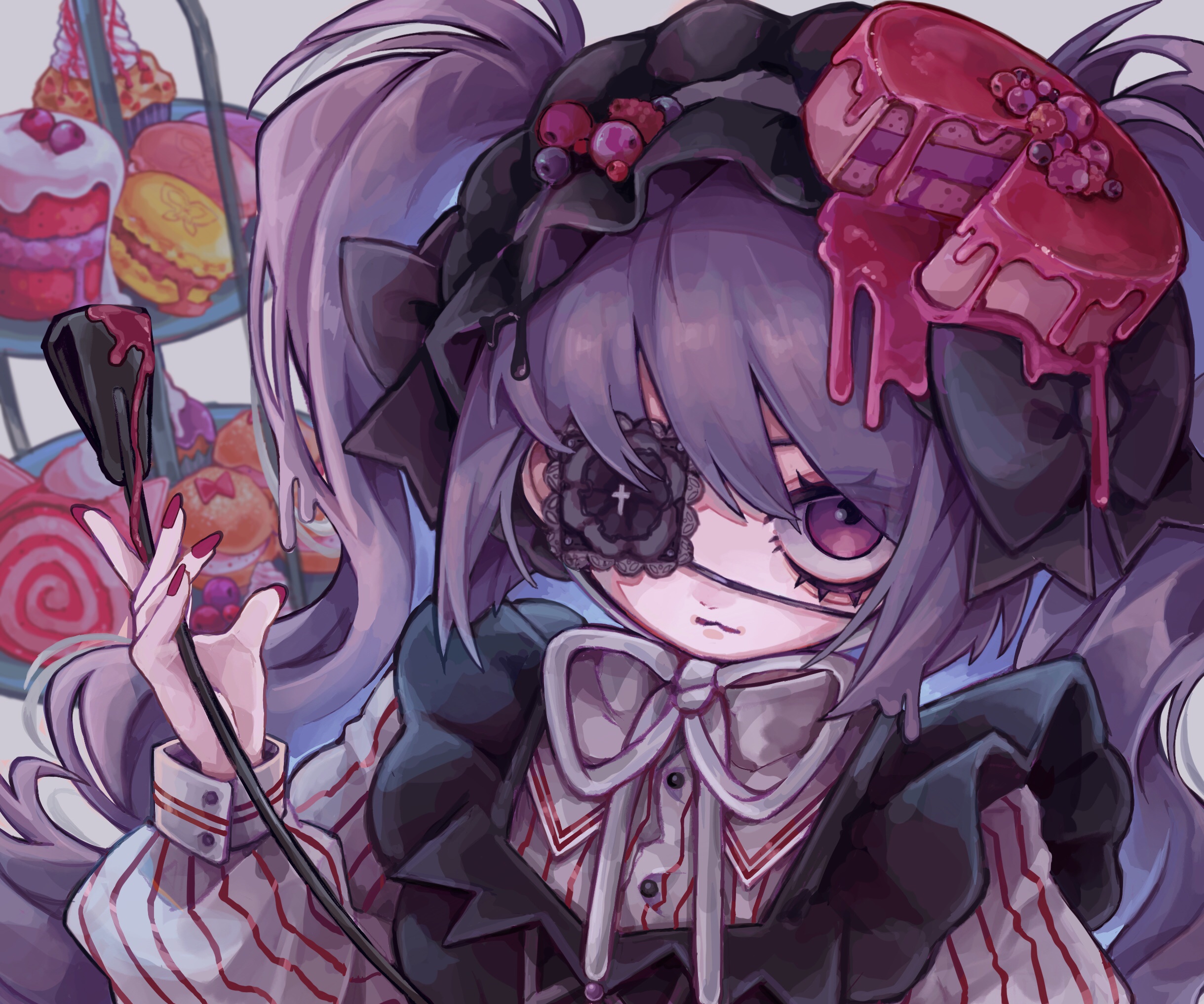 Girl with eye patch and cake hat HD Wallpaper