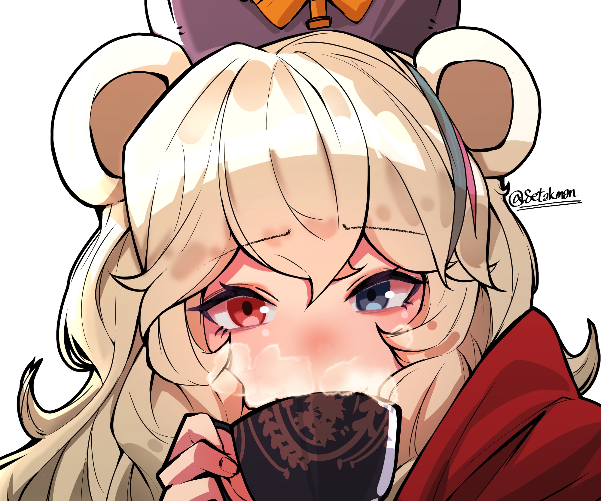 Rosa from Arknights drinking from a mug HD Wallpaper