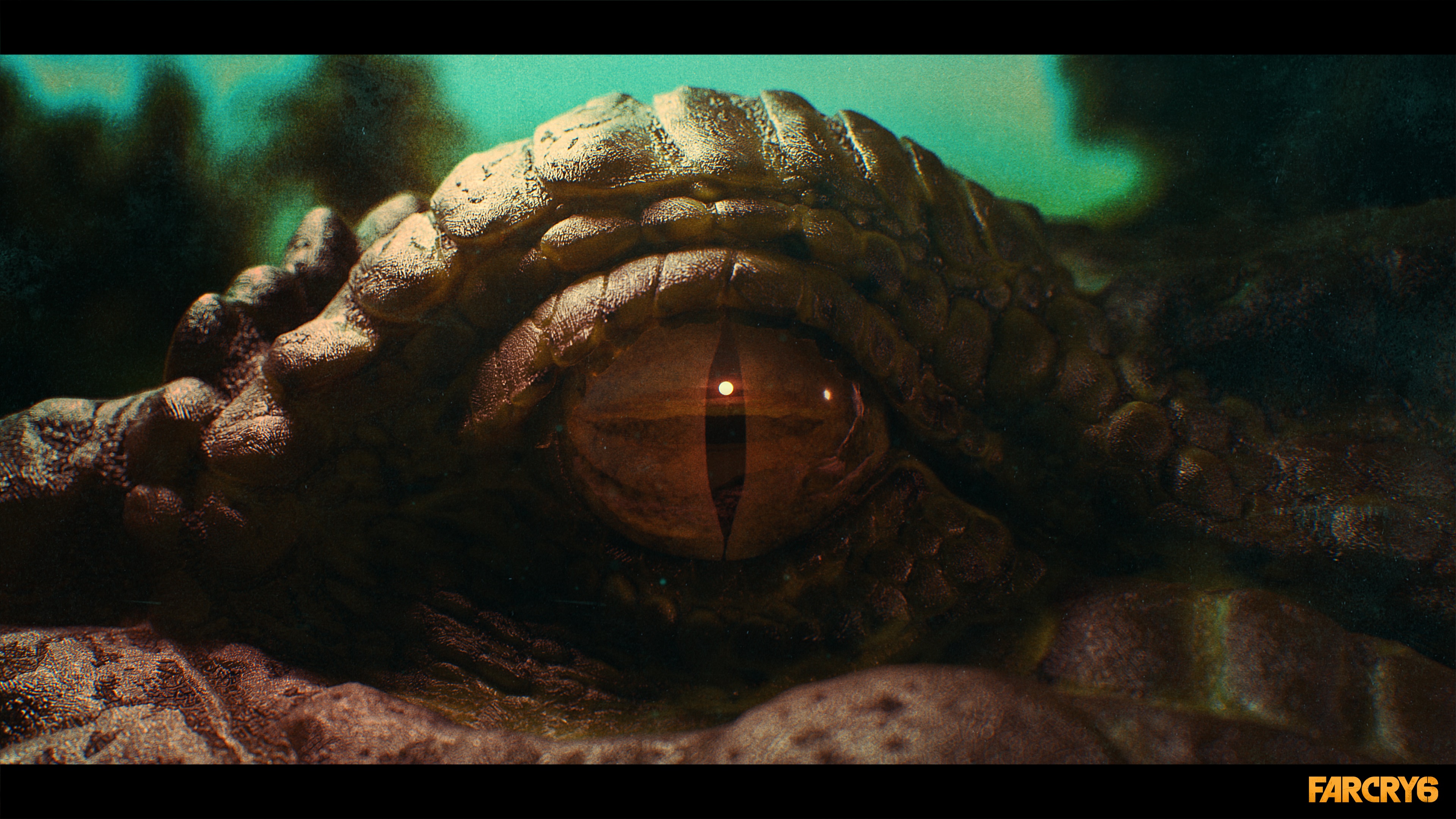 Close-up of a crocodile eye in Far Cry 6 4K HD Wallpaper