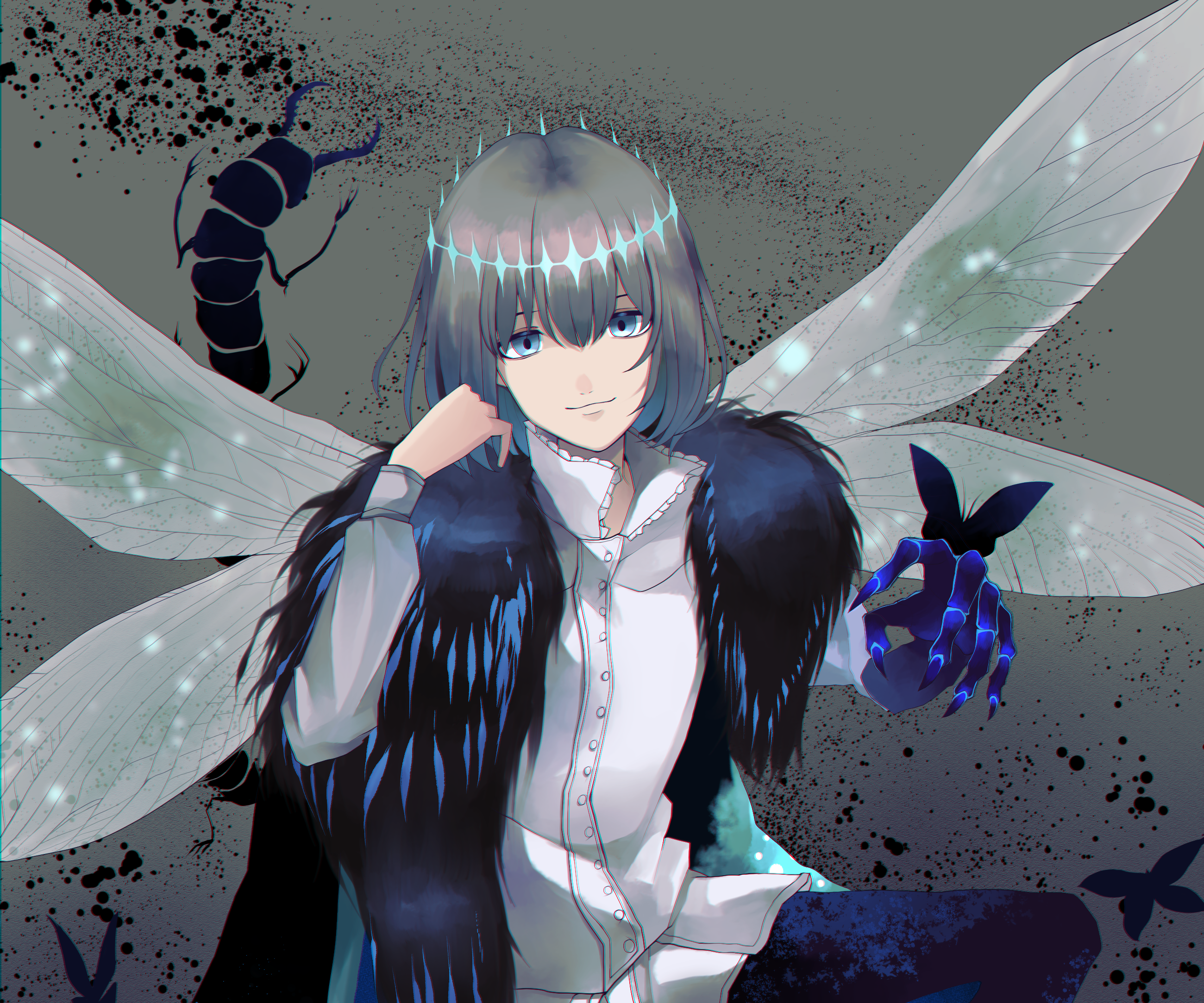 Oberon from Fate/Grand Order with wings and insect motifs HD Wallpaper