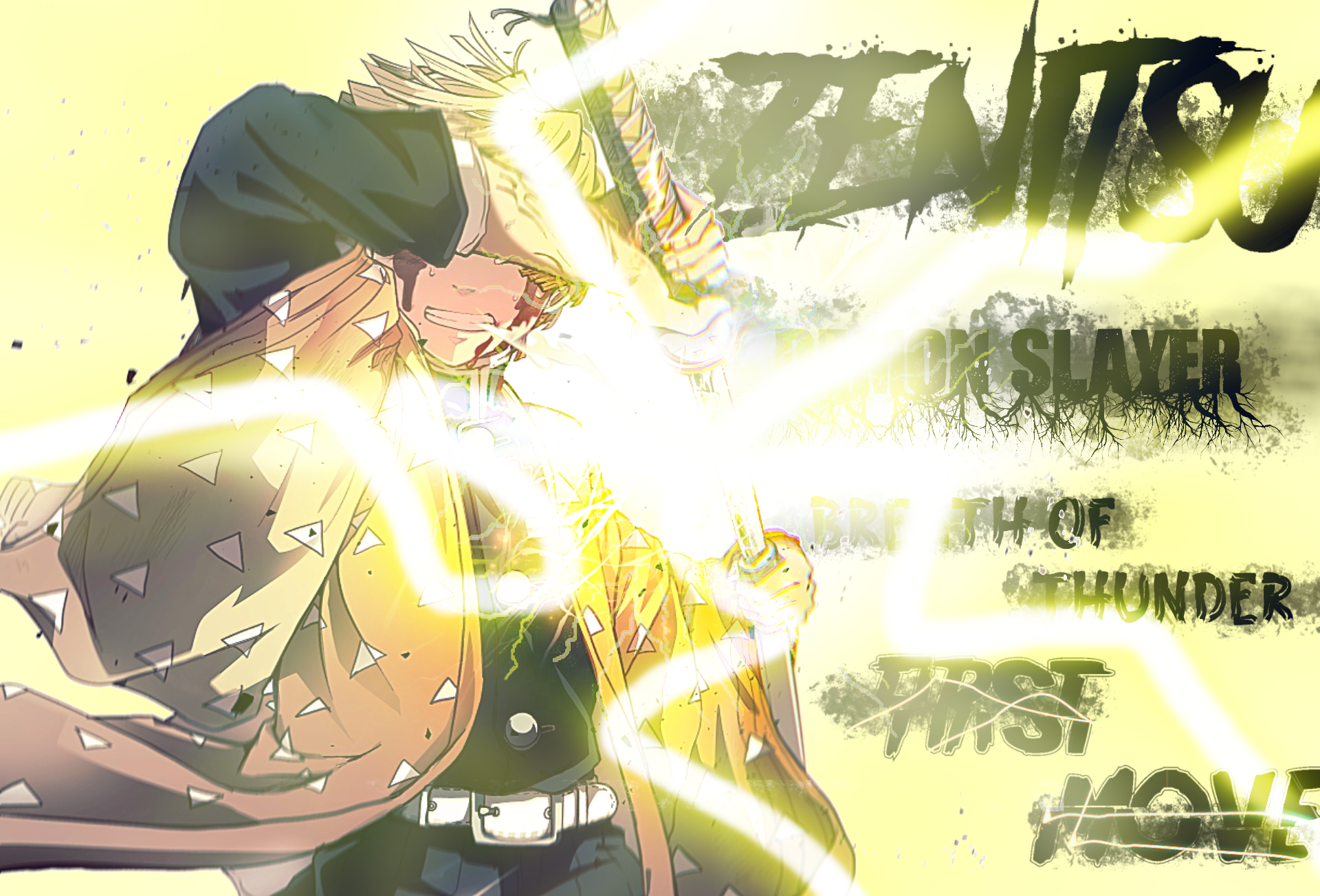 Zenitsu Demon Slayer: Breath of Thunder First Move HD Wallpaper