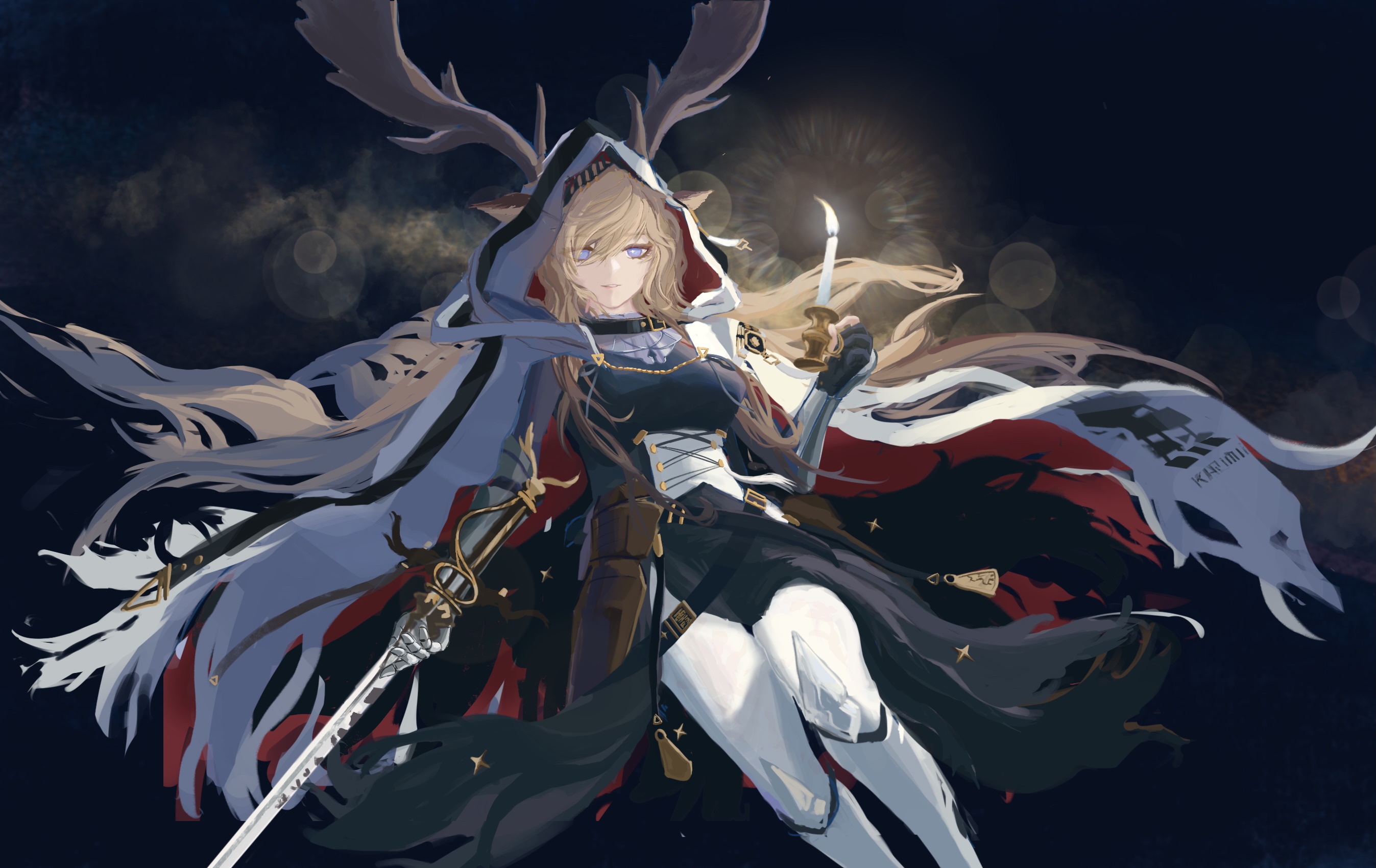 Amiya from Arknights holding a candle HD Wallpaper