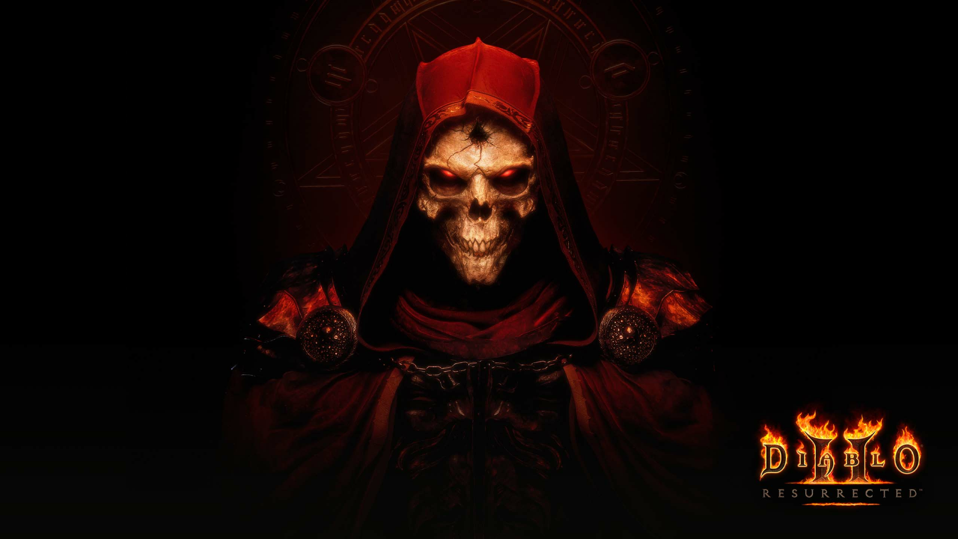 Diablo II: Resurrected Skull with Red Hood HD Wallpaper