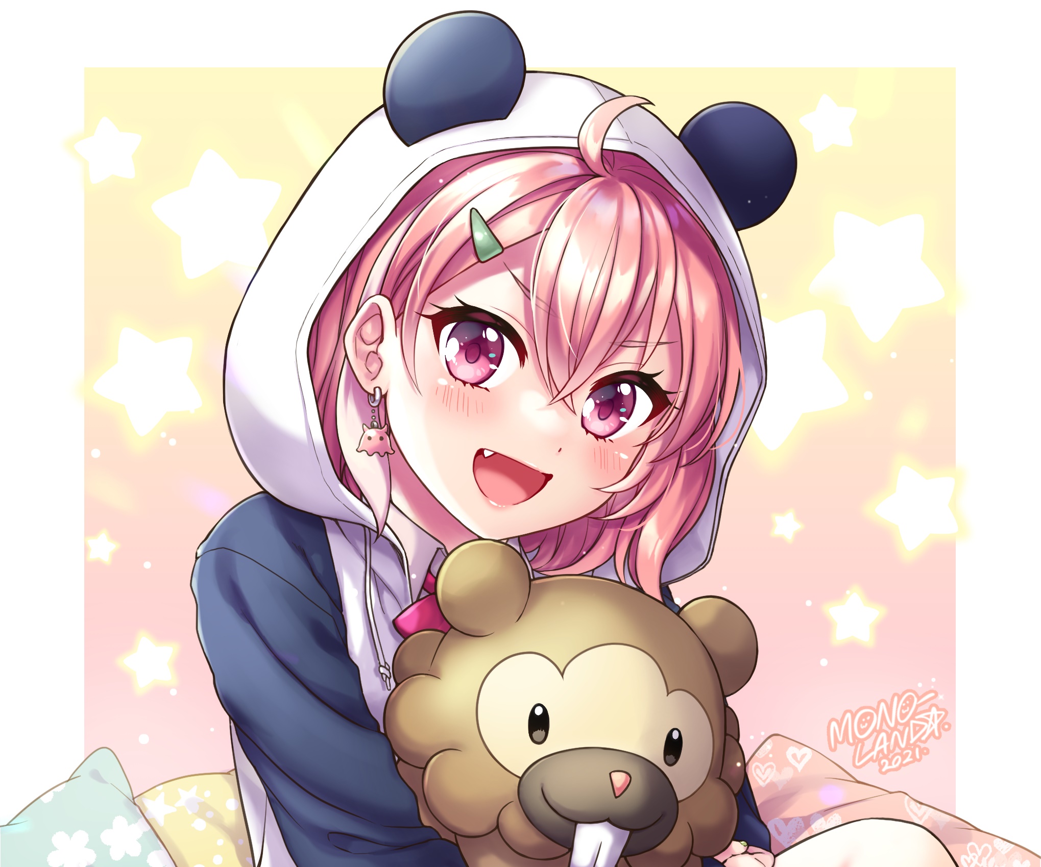 Sasaki Saku from Nijisanji with Bidoof from Pokémon HD Wallpaper