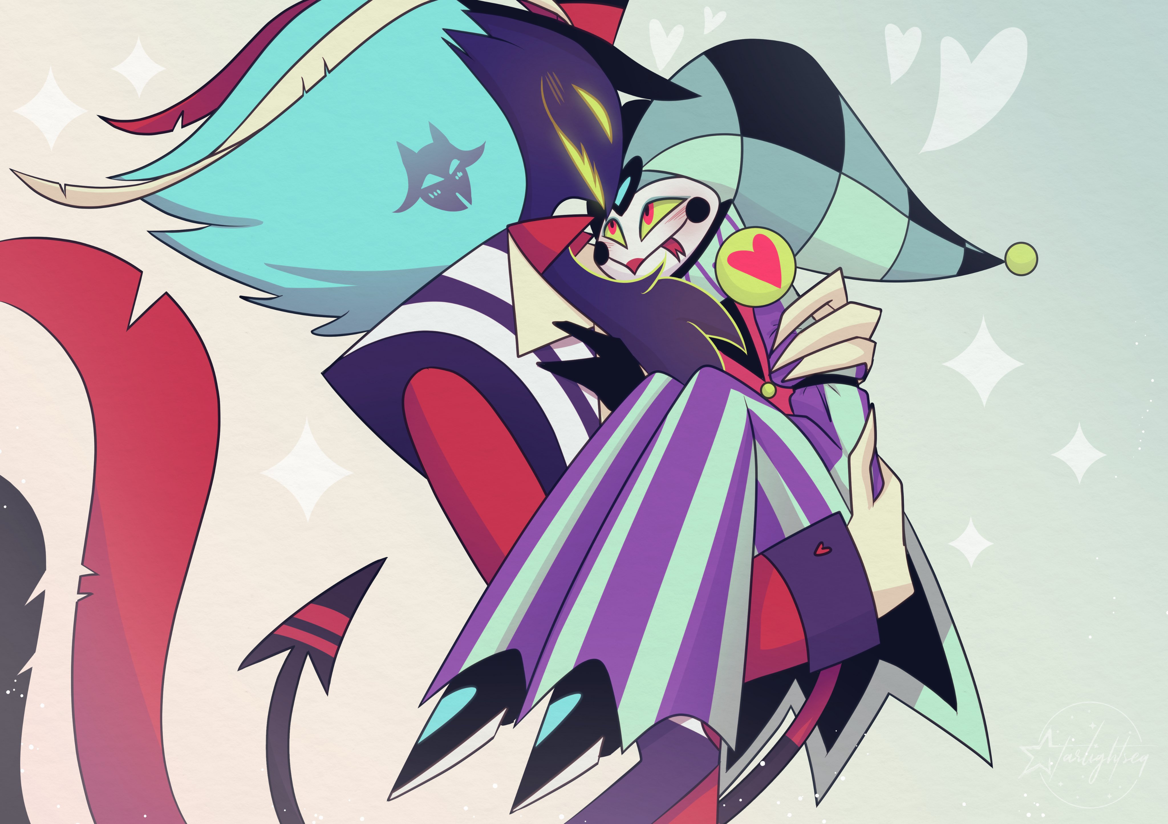 Fizzarolli and Asmodeus from Helluva Boss HD Wallpaper