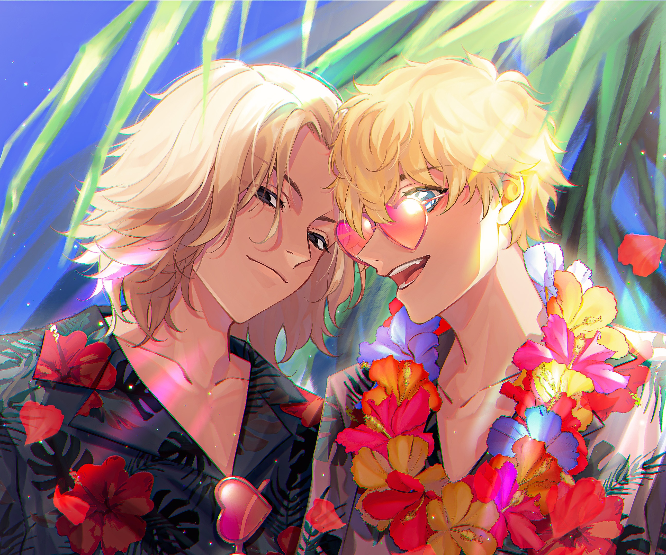 Mikey and Chifuyu from Tokyo Revengers in Hawaiian shirts HD Wallpaper
