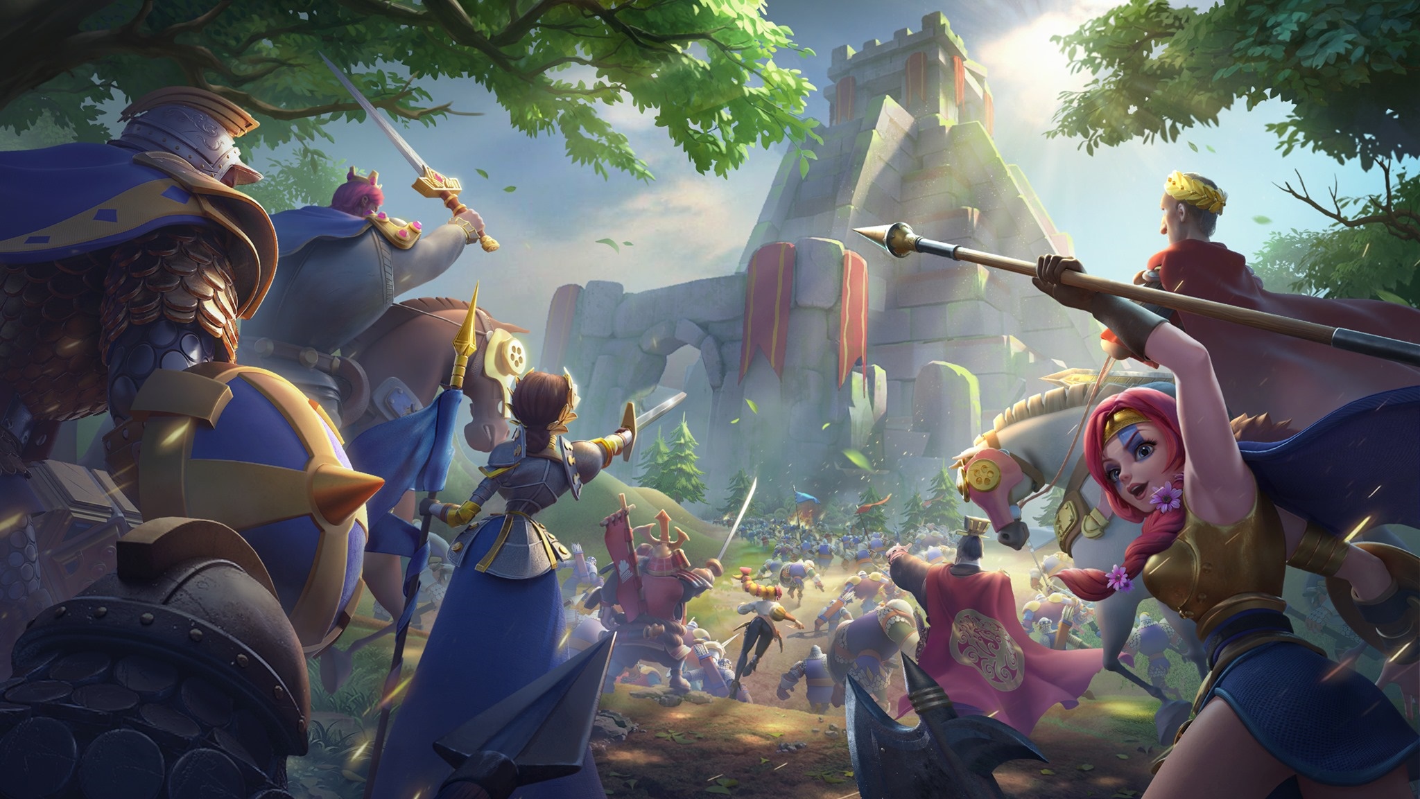 Rise of Kingdoms battle scene with castle HD Wallpaper