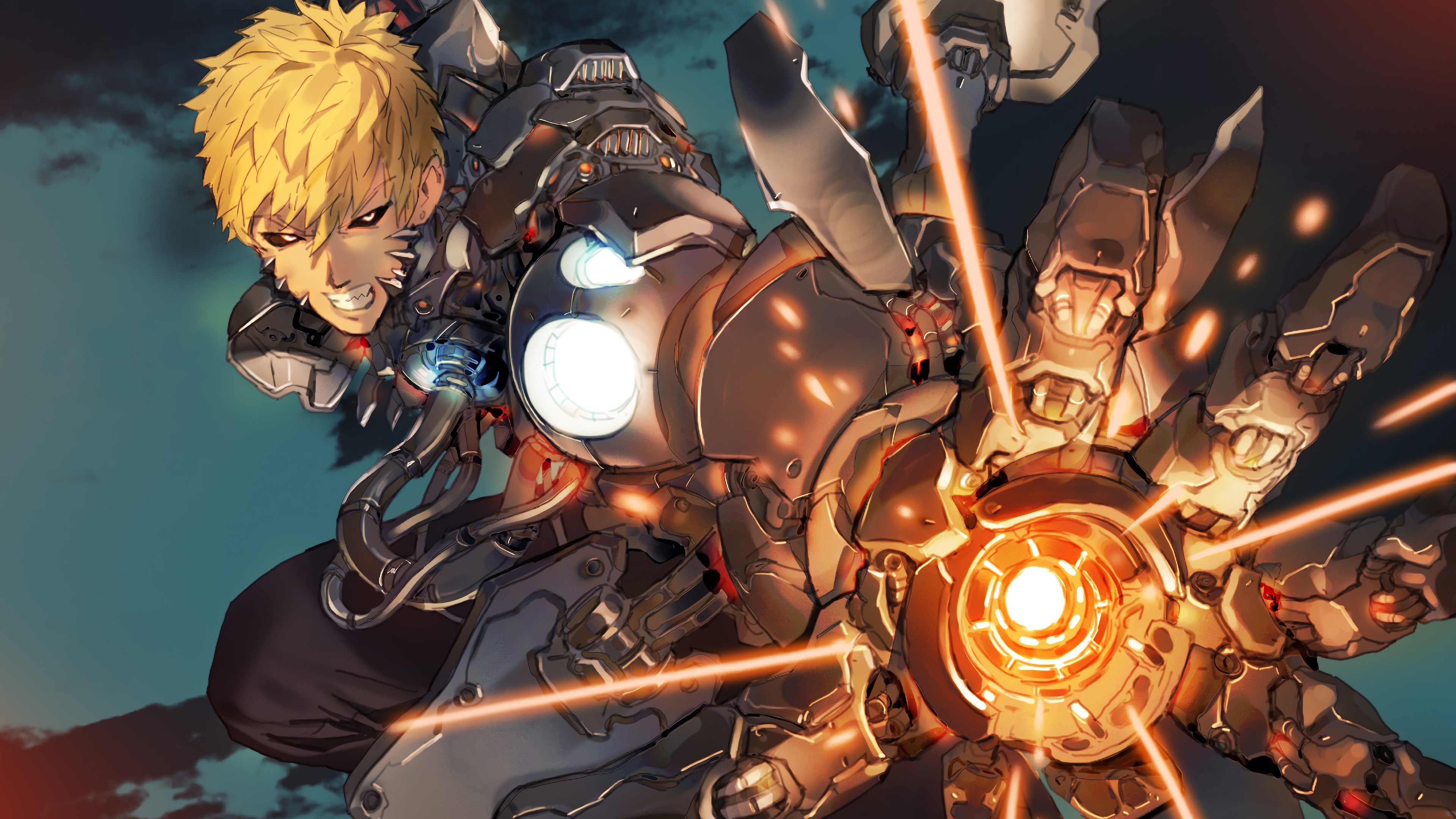 Genos from One-Punch Man in Action Pose HD Wallpaper